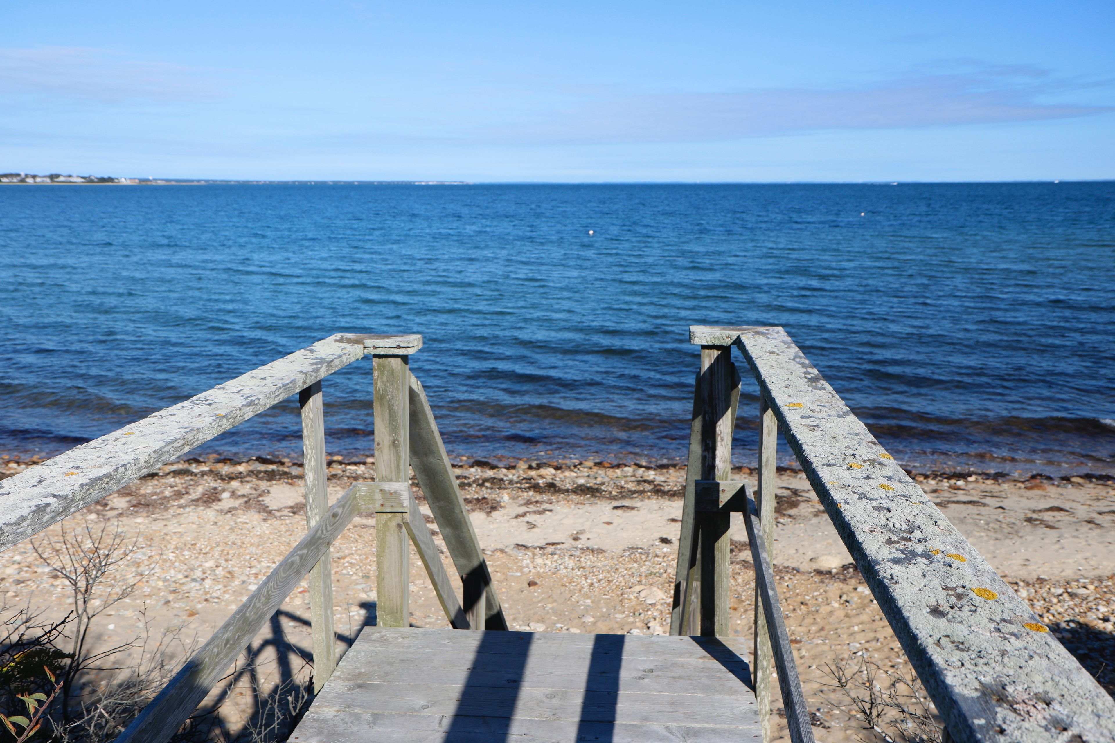 steps down to beach at end of trail