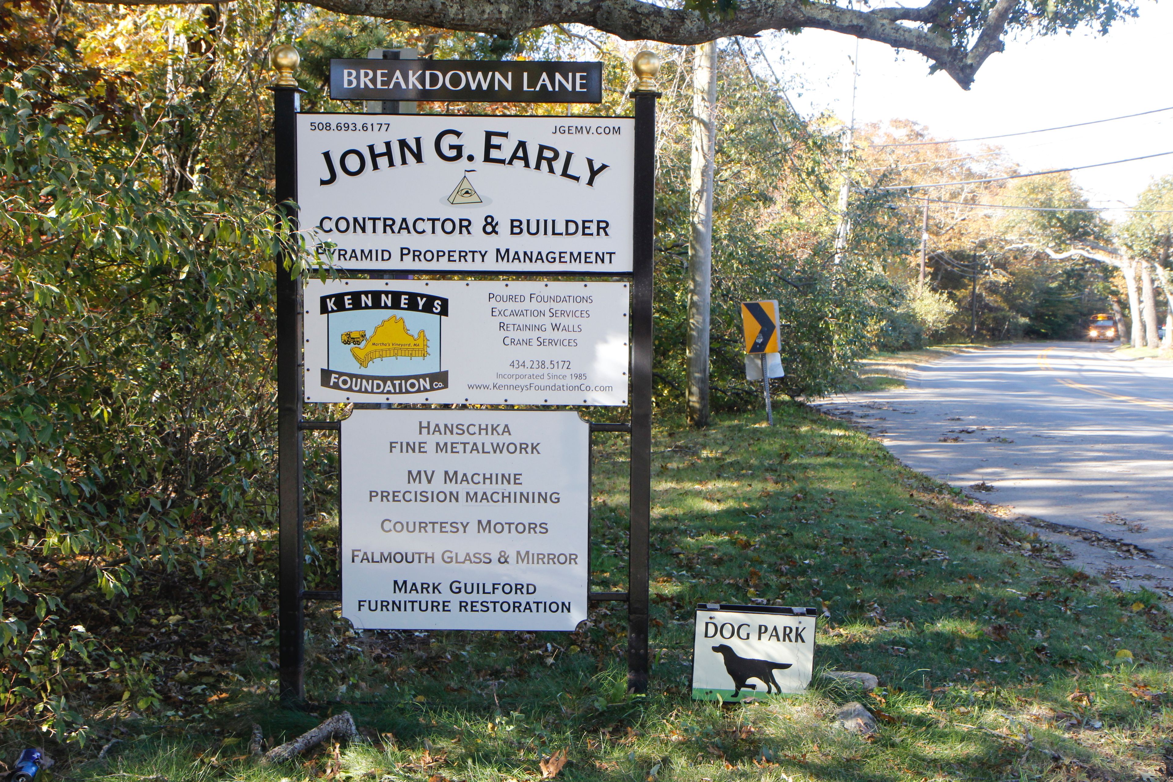 sign at turn off State Road