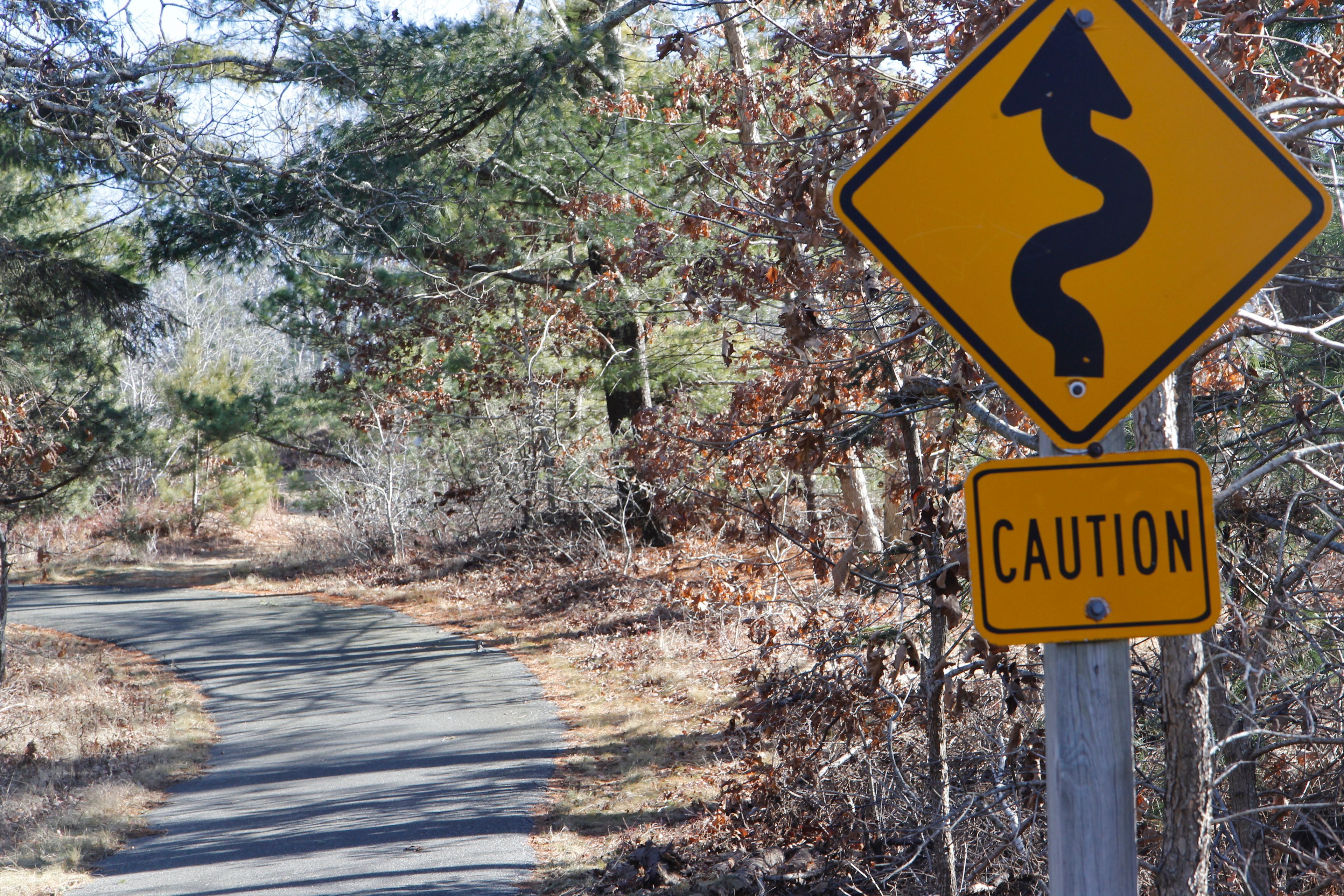 Curve and small hill along path