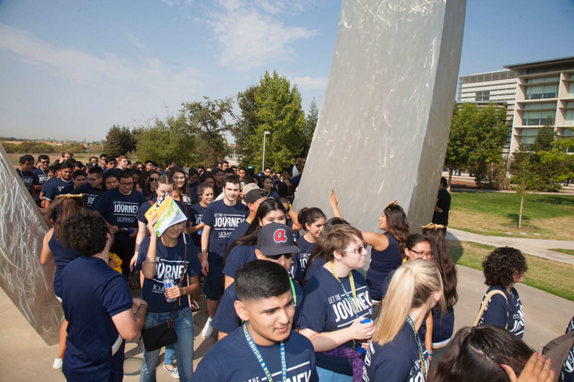 Students formally cross through the arms of Beginnings twice in their UC Merced career -- once as new students and once as graduates.