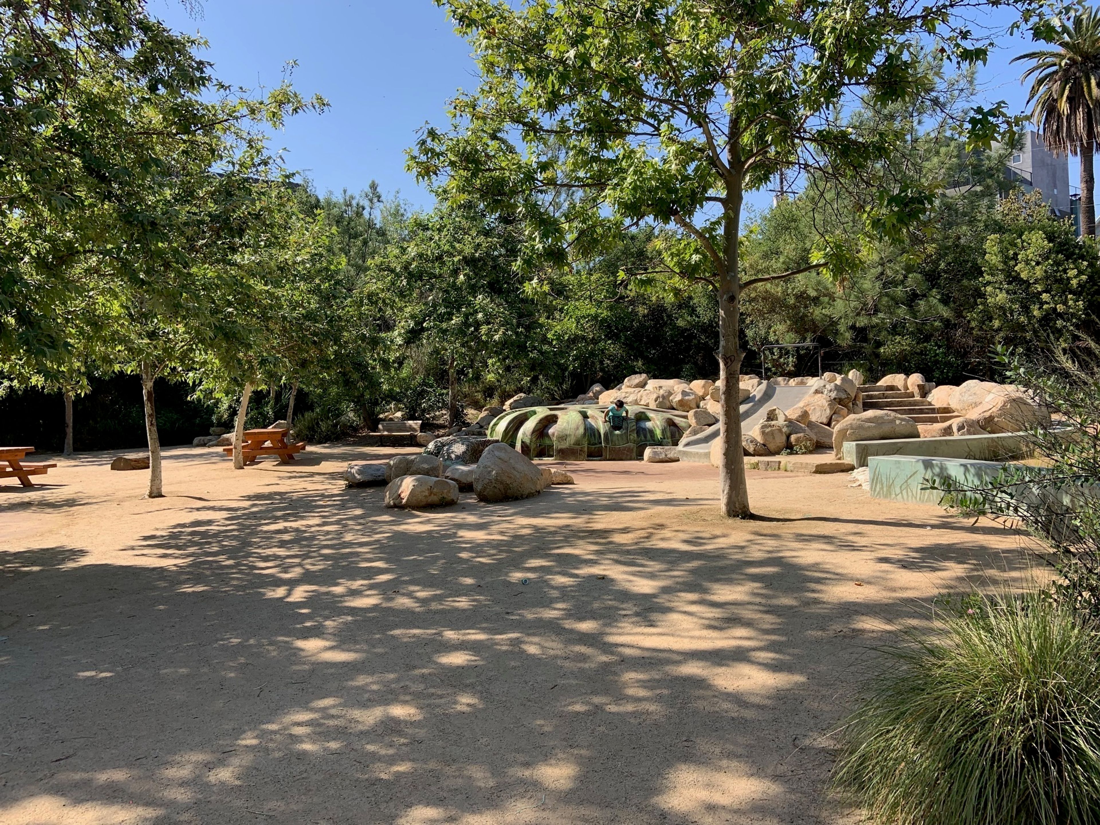 Open play space and picnic tables