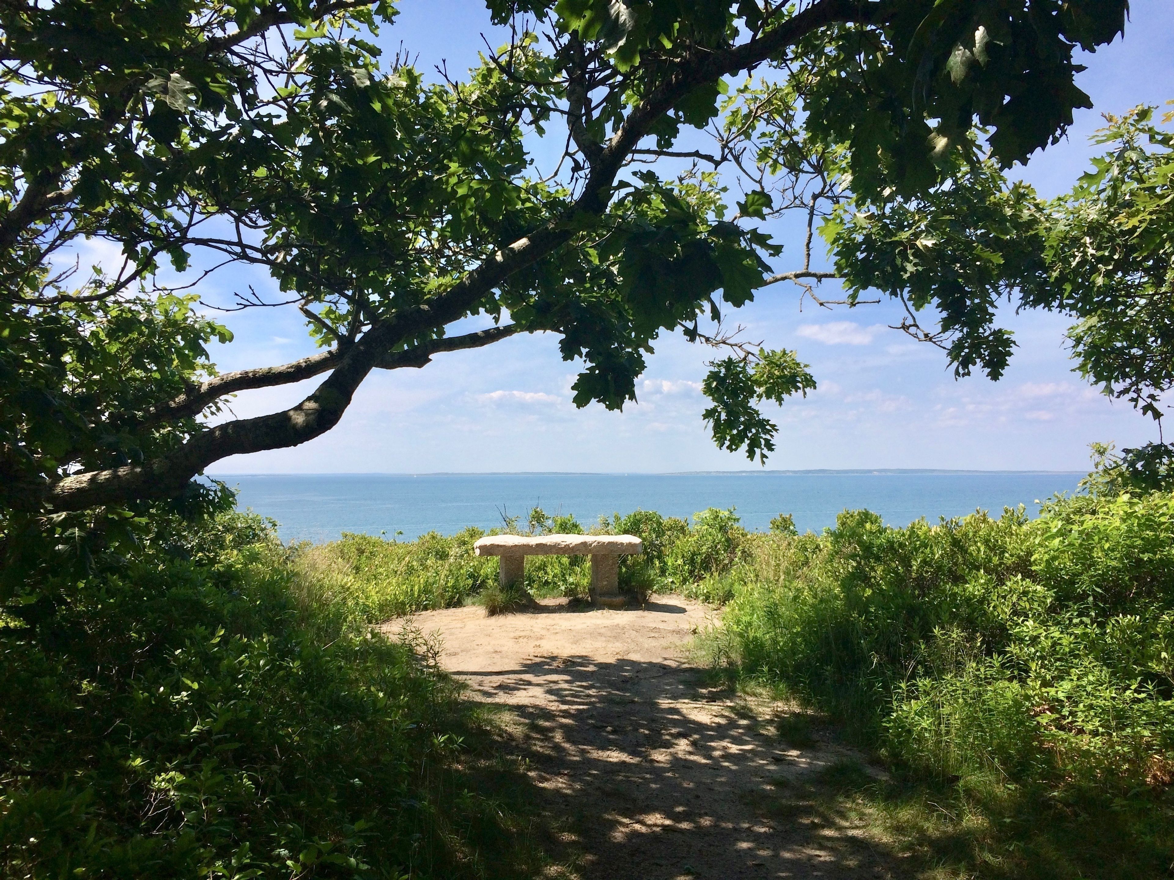 stone bench overlooking Sound