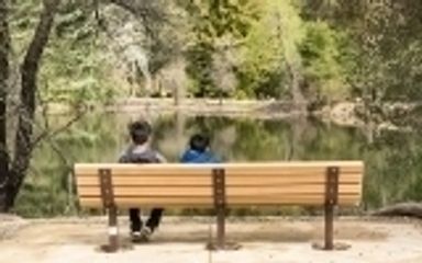 Benches along the edge of Upper Lake provide a tranquil spot for reflection.