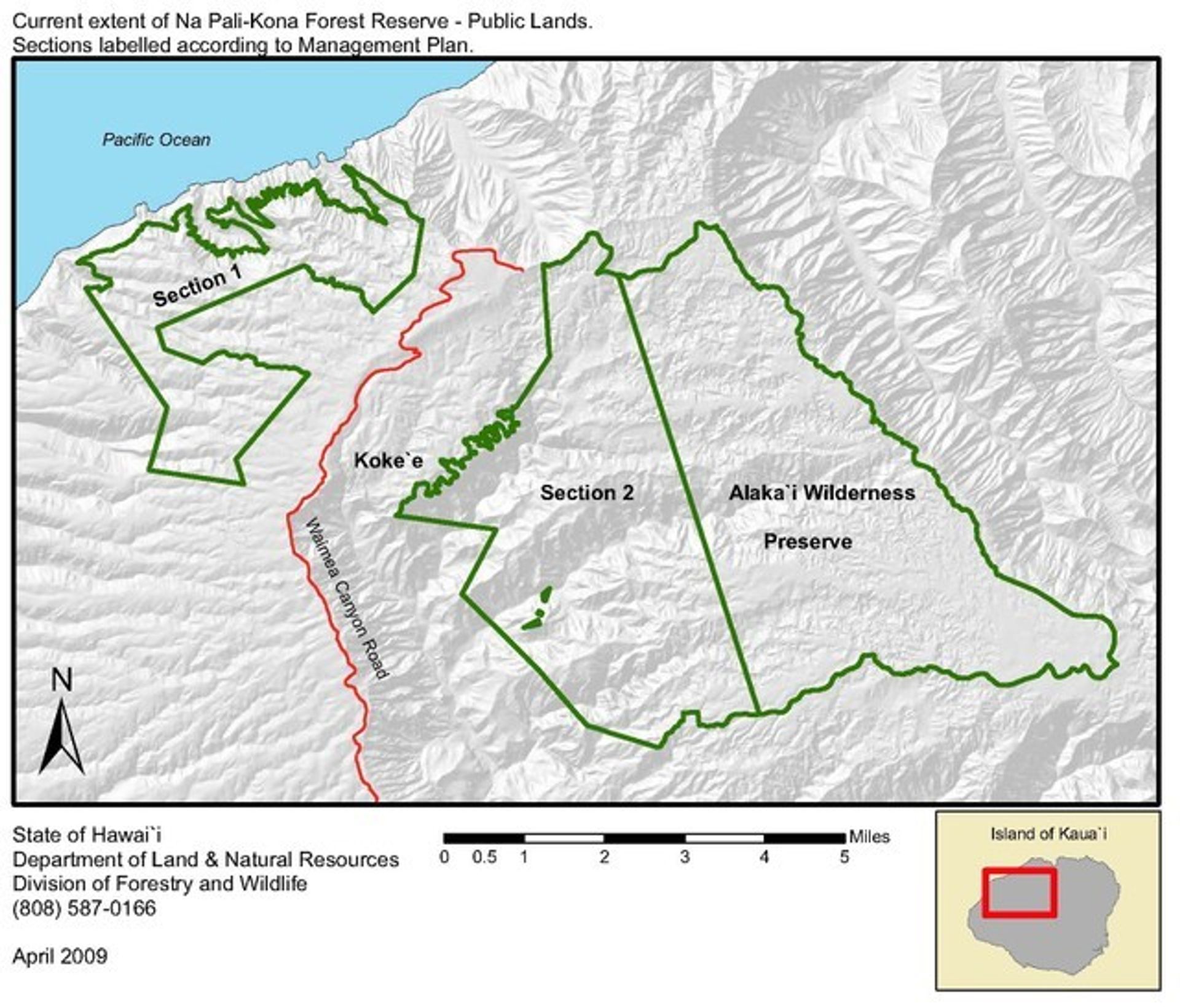 Current extent of Na Pali-Kona Forest Reserve