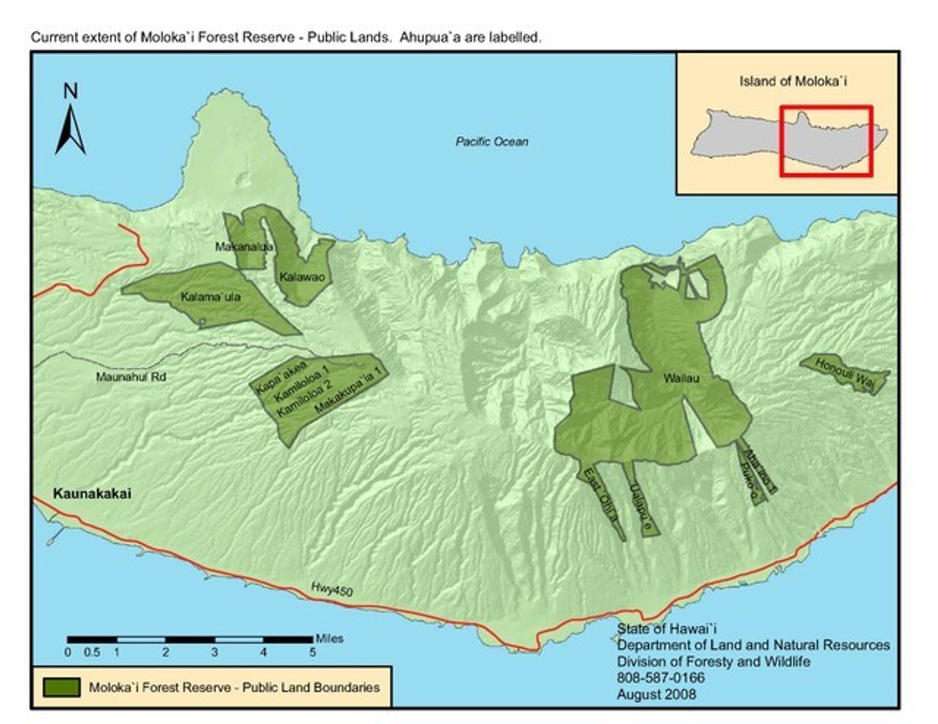 Current extent of Molokai Forest Reserve - Public Lands