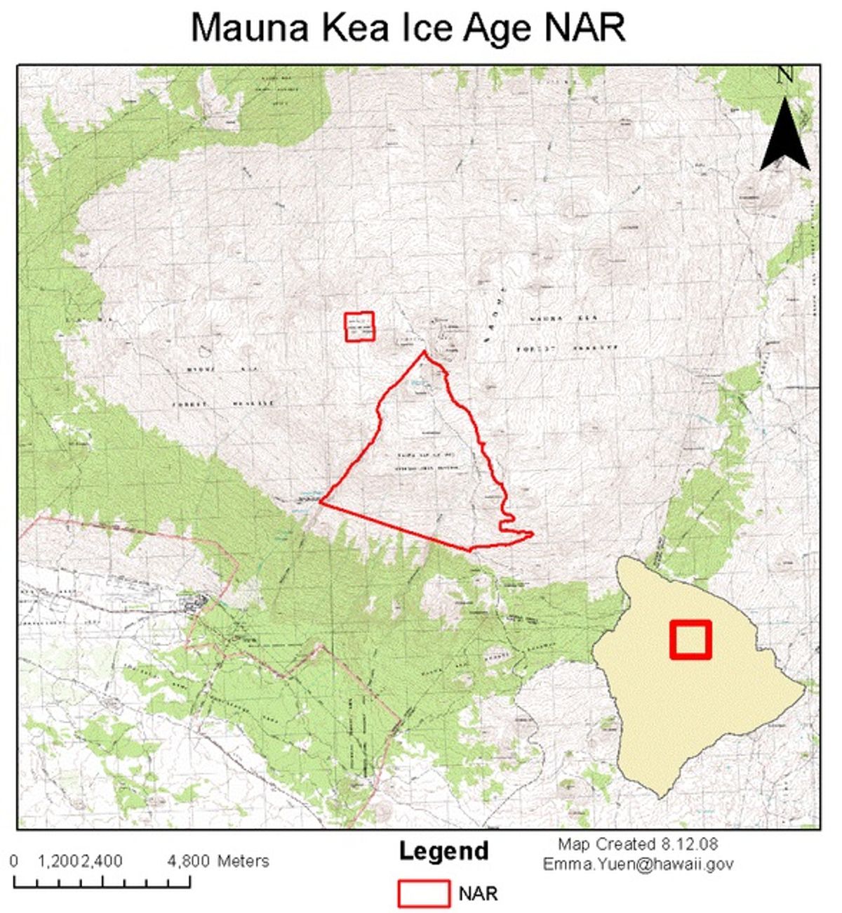 Mauna Kea Ice Age Natural Area Reserve Map