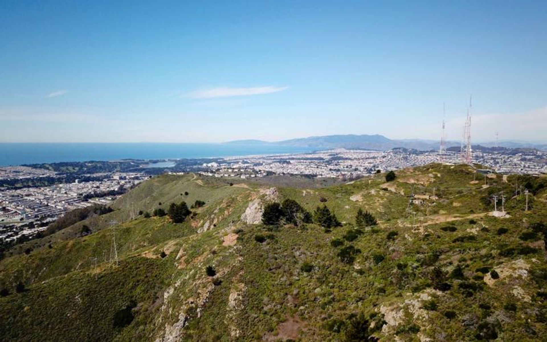 The summit of San Bruno Mountain provides 360 degree views of the Bay Area.