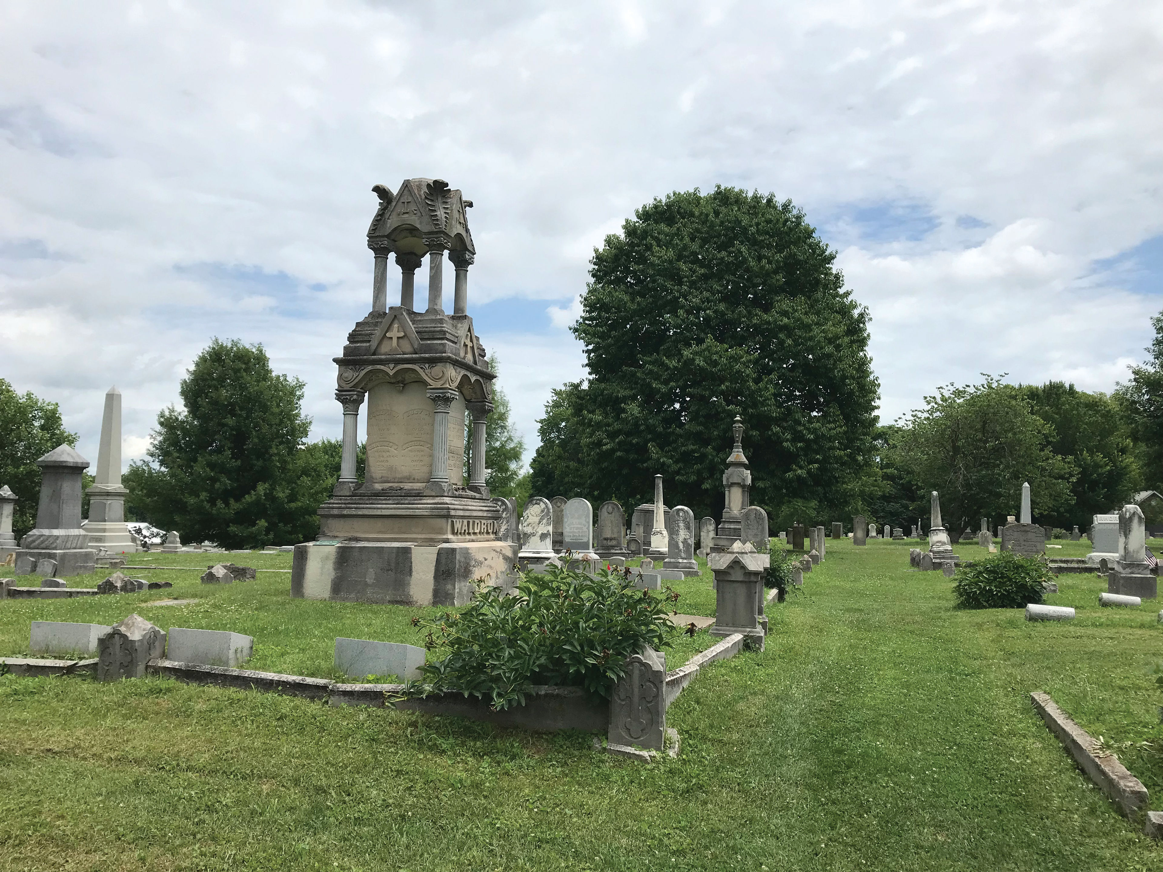 Waldron monument is one of the historical markers in Rose Hill Cemetery