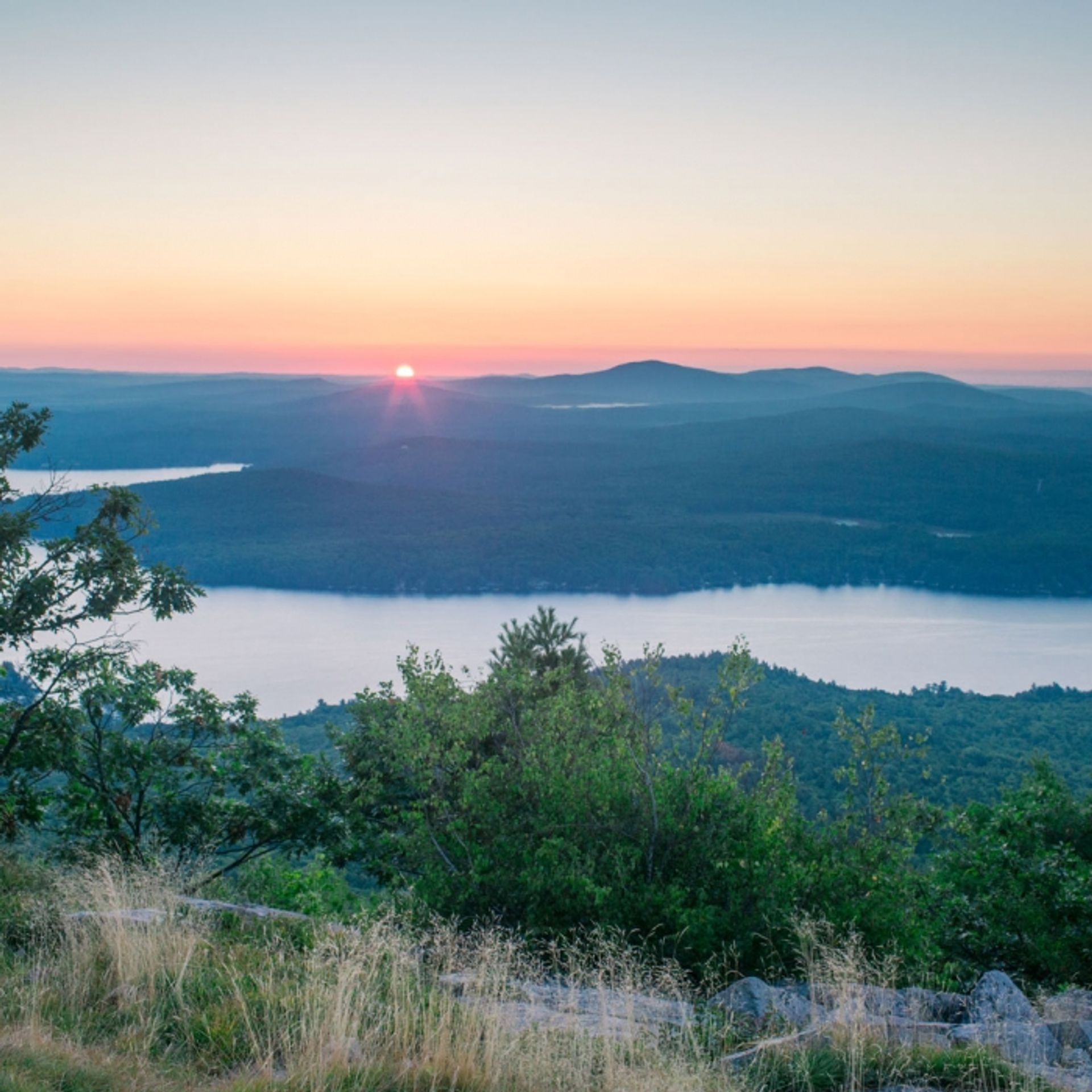 A sunset view at the summit of Mount Major.