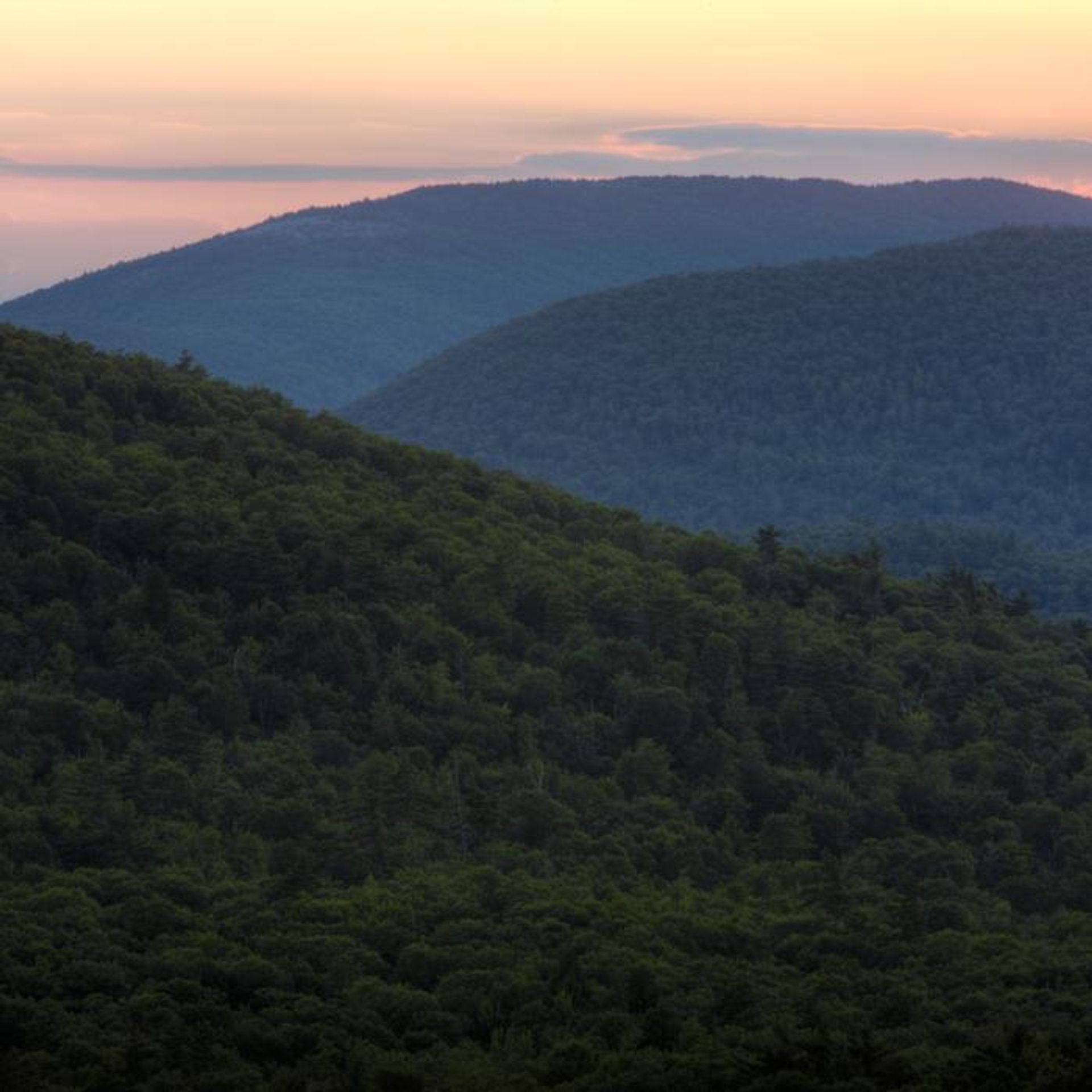 A sunset view of the mountains from Morse Preserve.