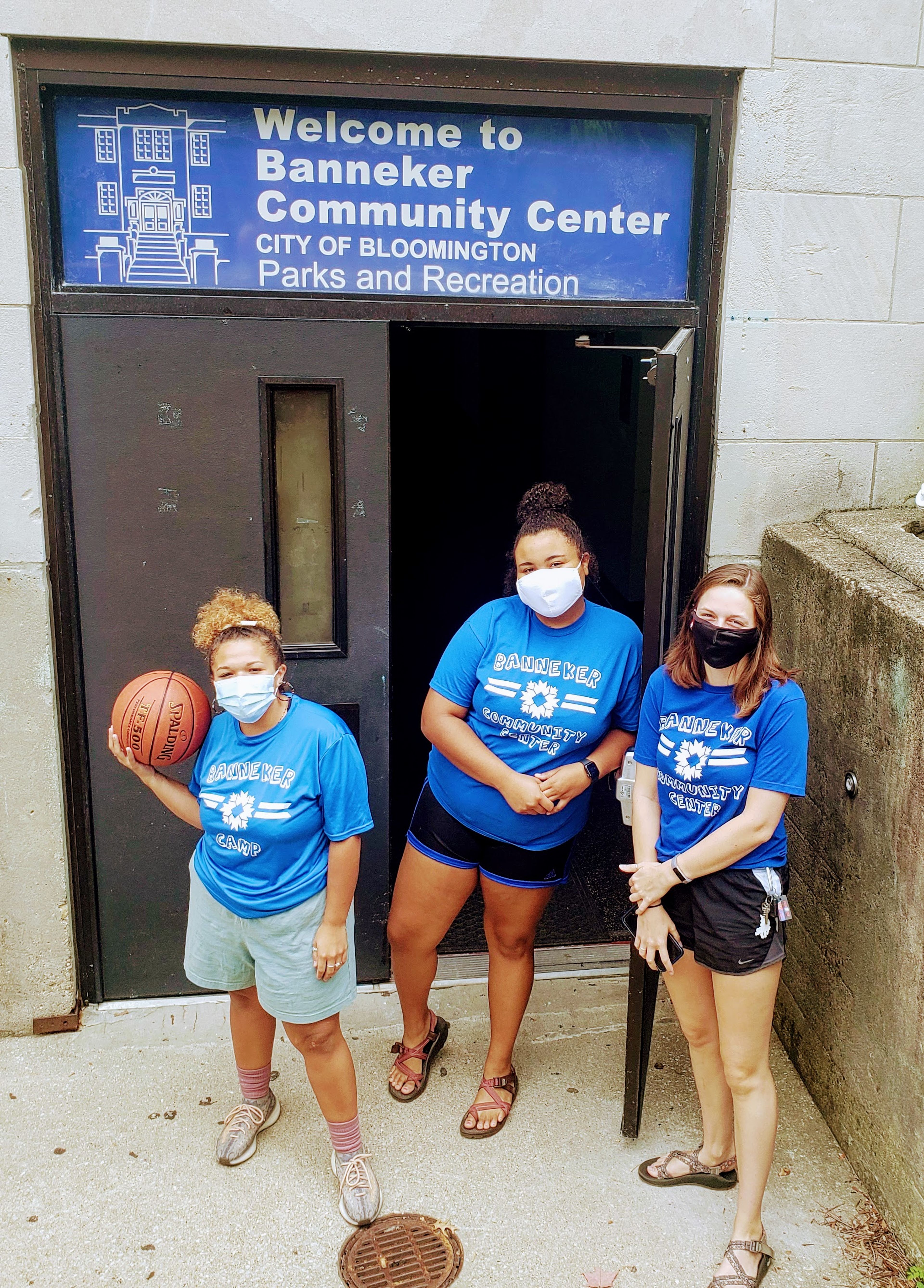 Banneker staff outside Banneker gym door