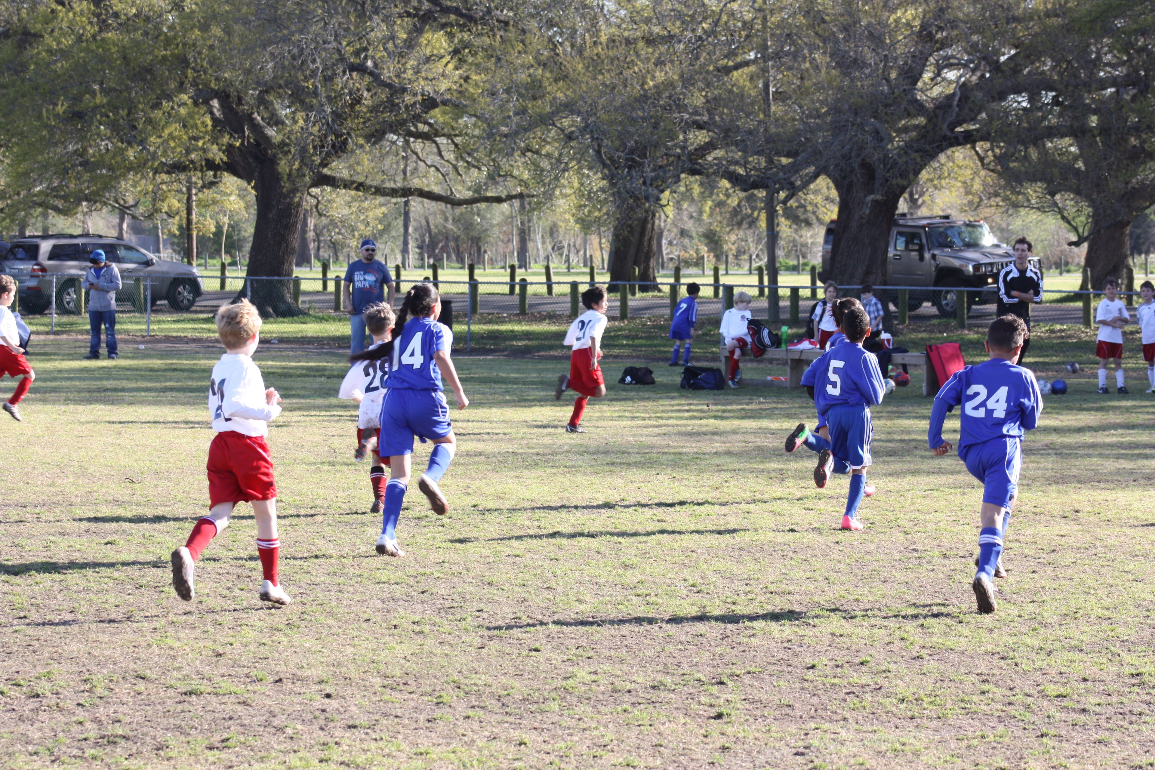 Children playing soccer