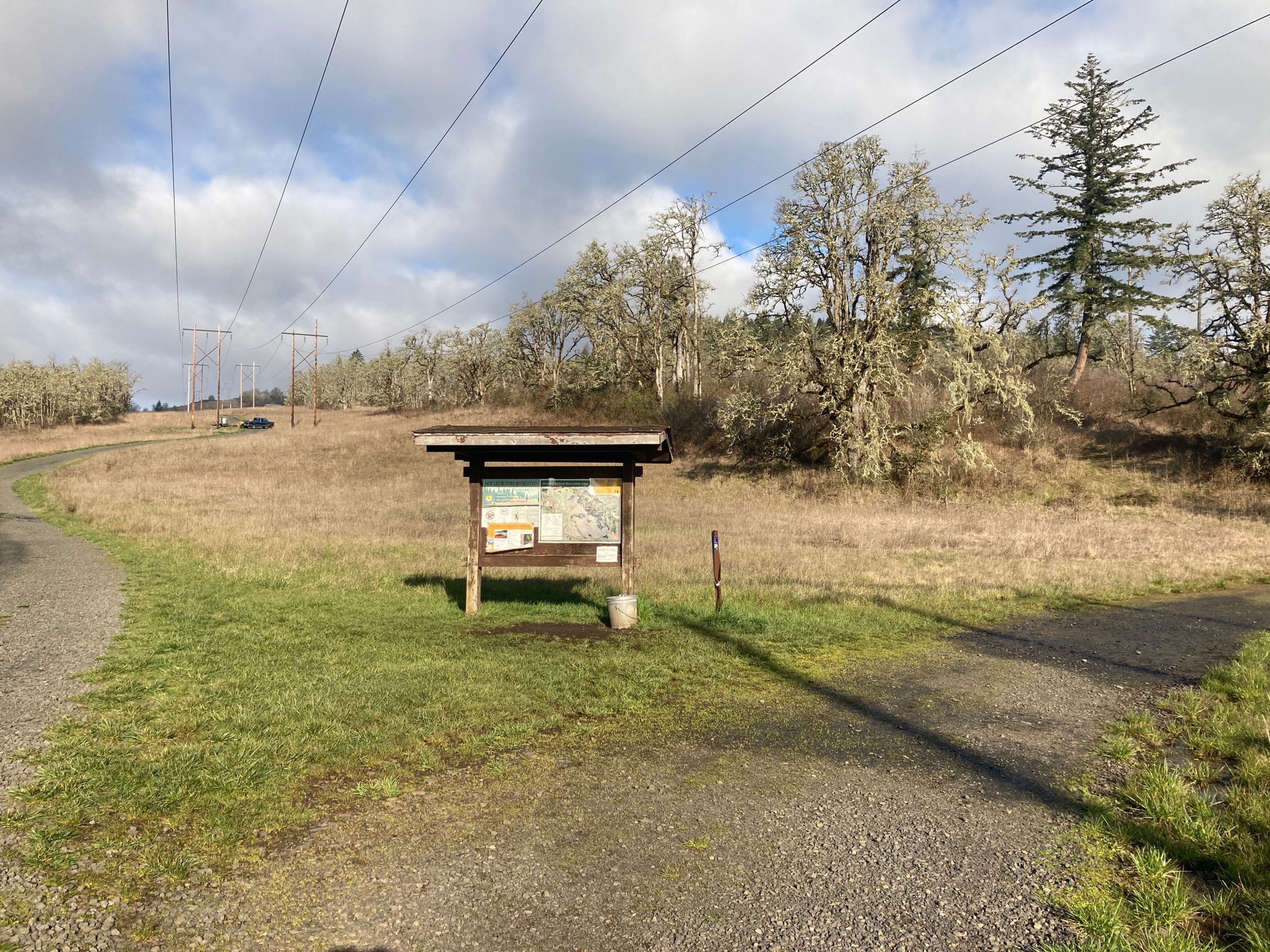 East Trail Kiosk, looking west (Trail 6 on left, Trail 2 on right)