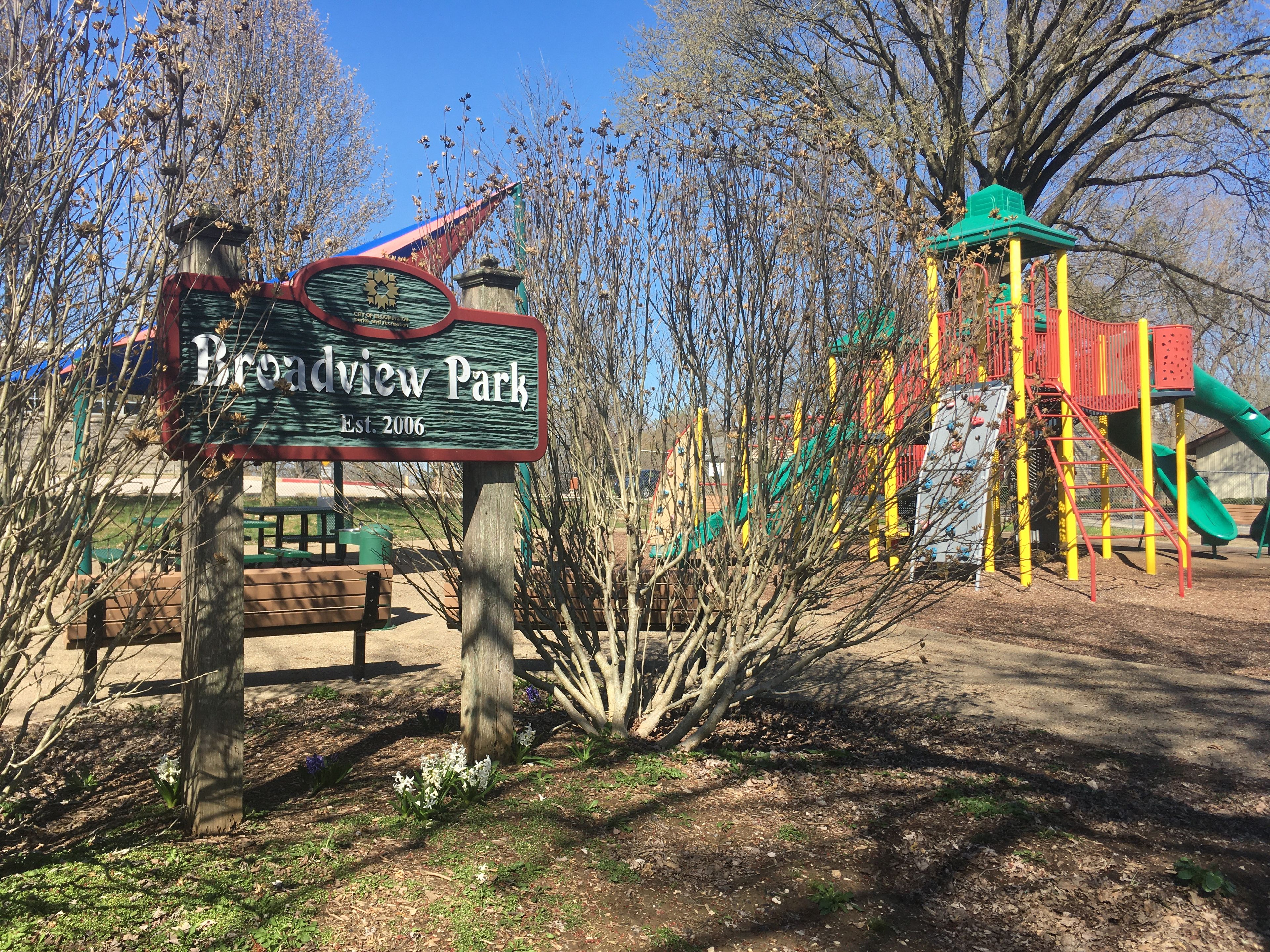 Broadview Park sign. Park established 2006.