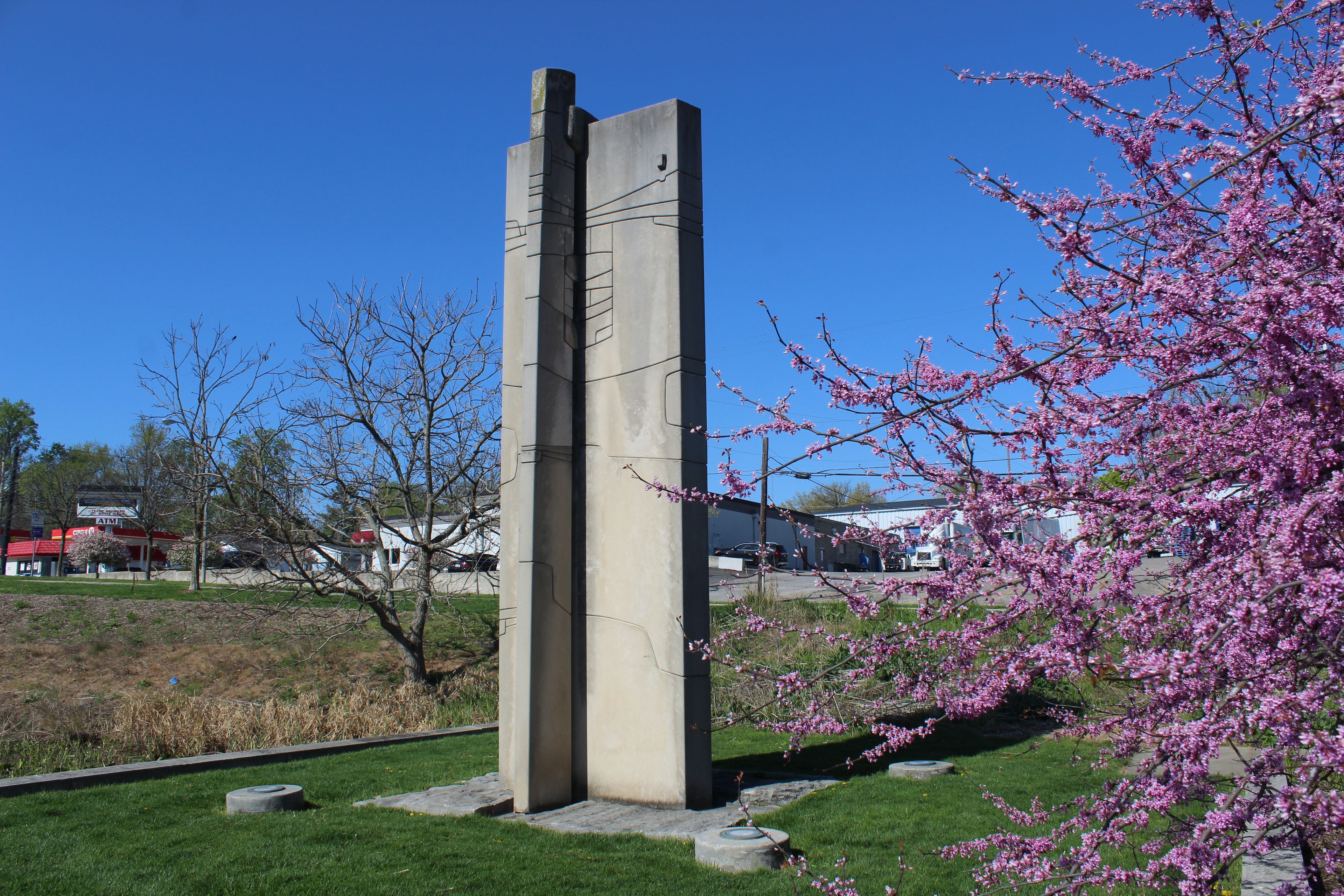 "Axis" sculpture at Miller-Showers Park