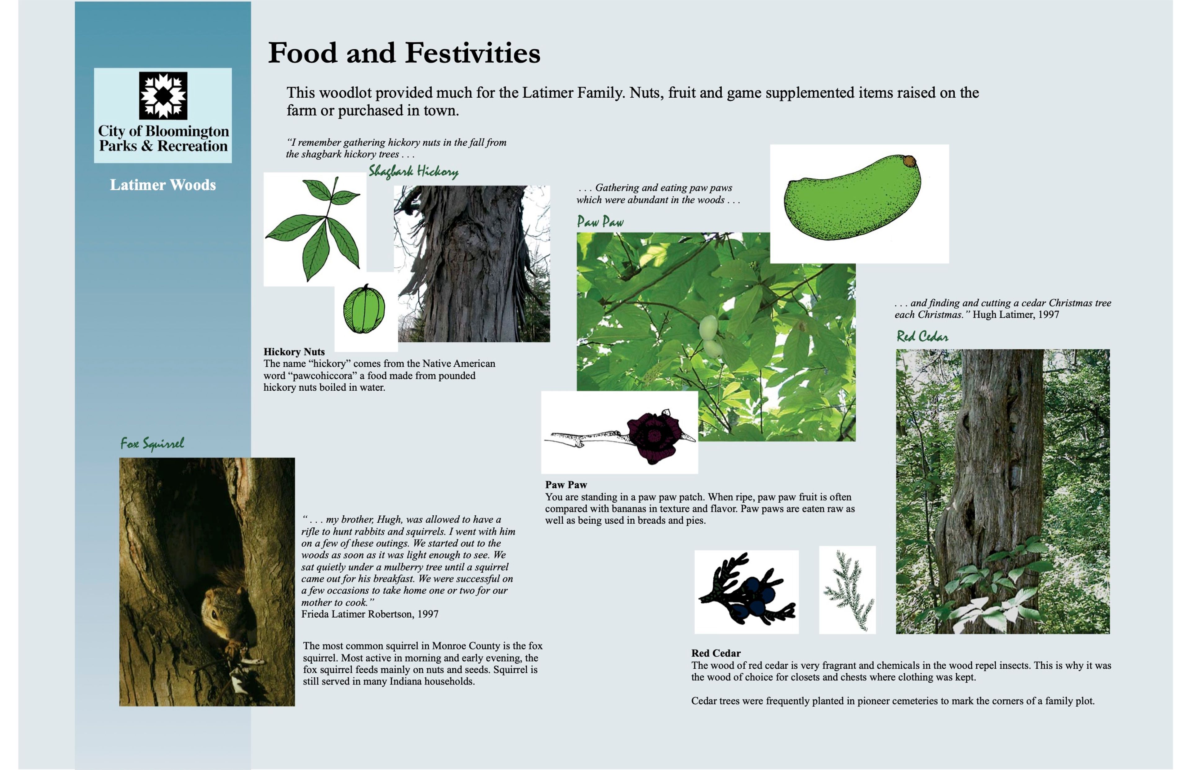 Latimer Woods Interpretive Sign- Food and Festivities