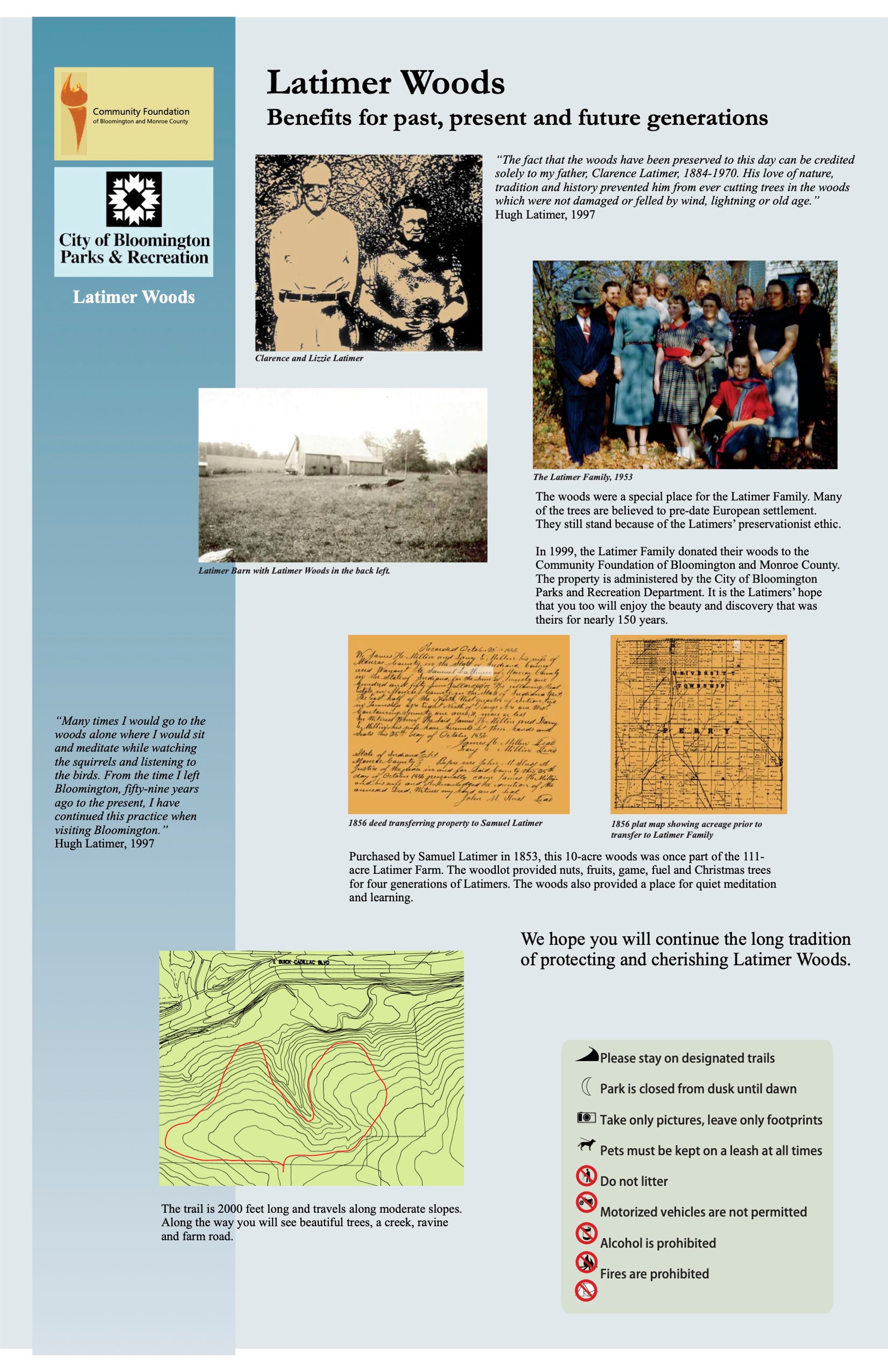 Latimer Woods Interpretive Sign-Benefits for past, present, and future generations