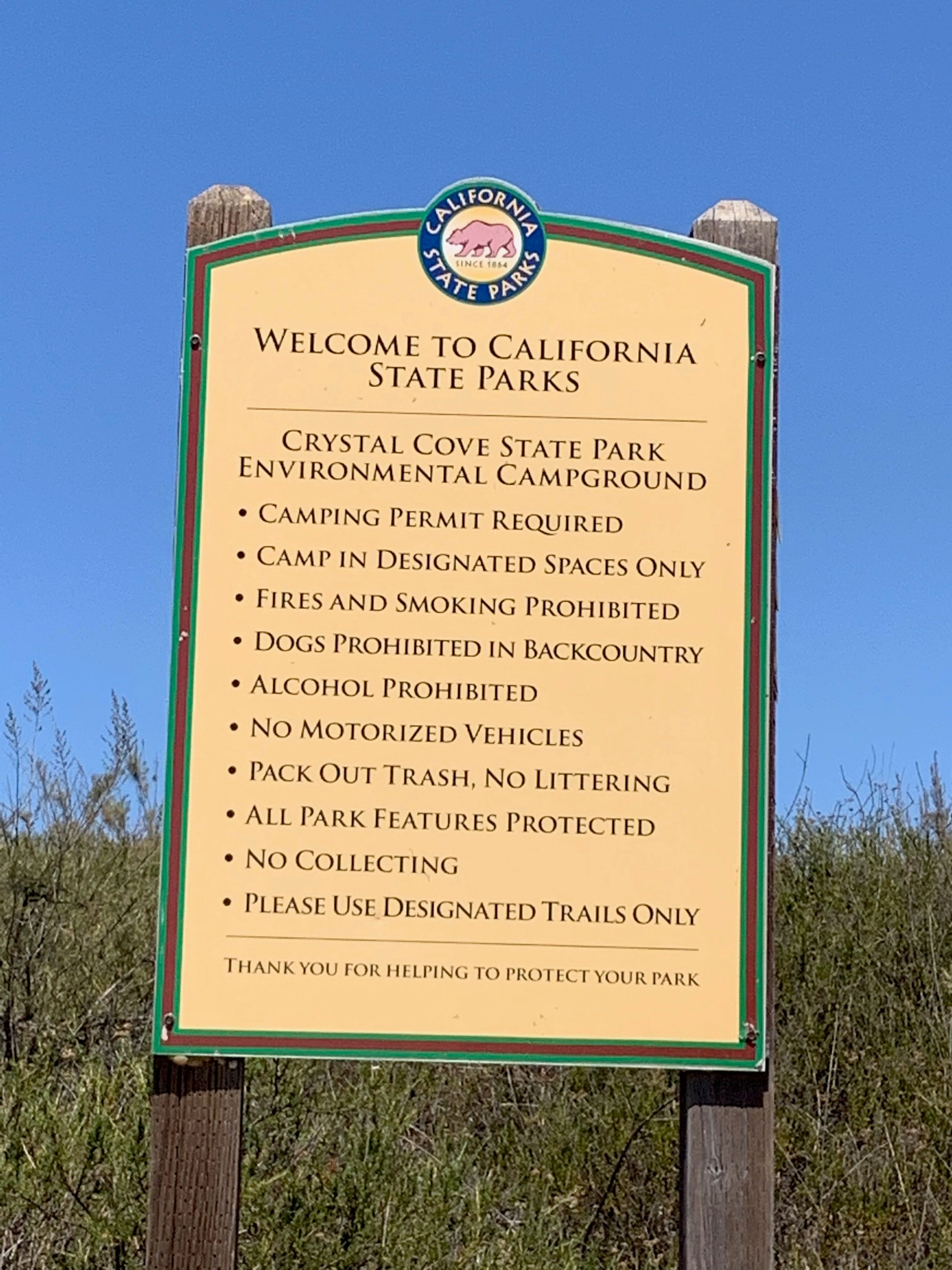 Sign at Lower Moro Ridge Environmental Campground