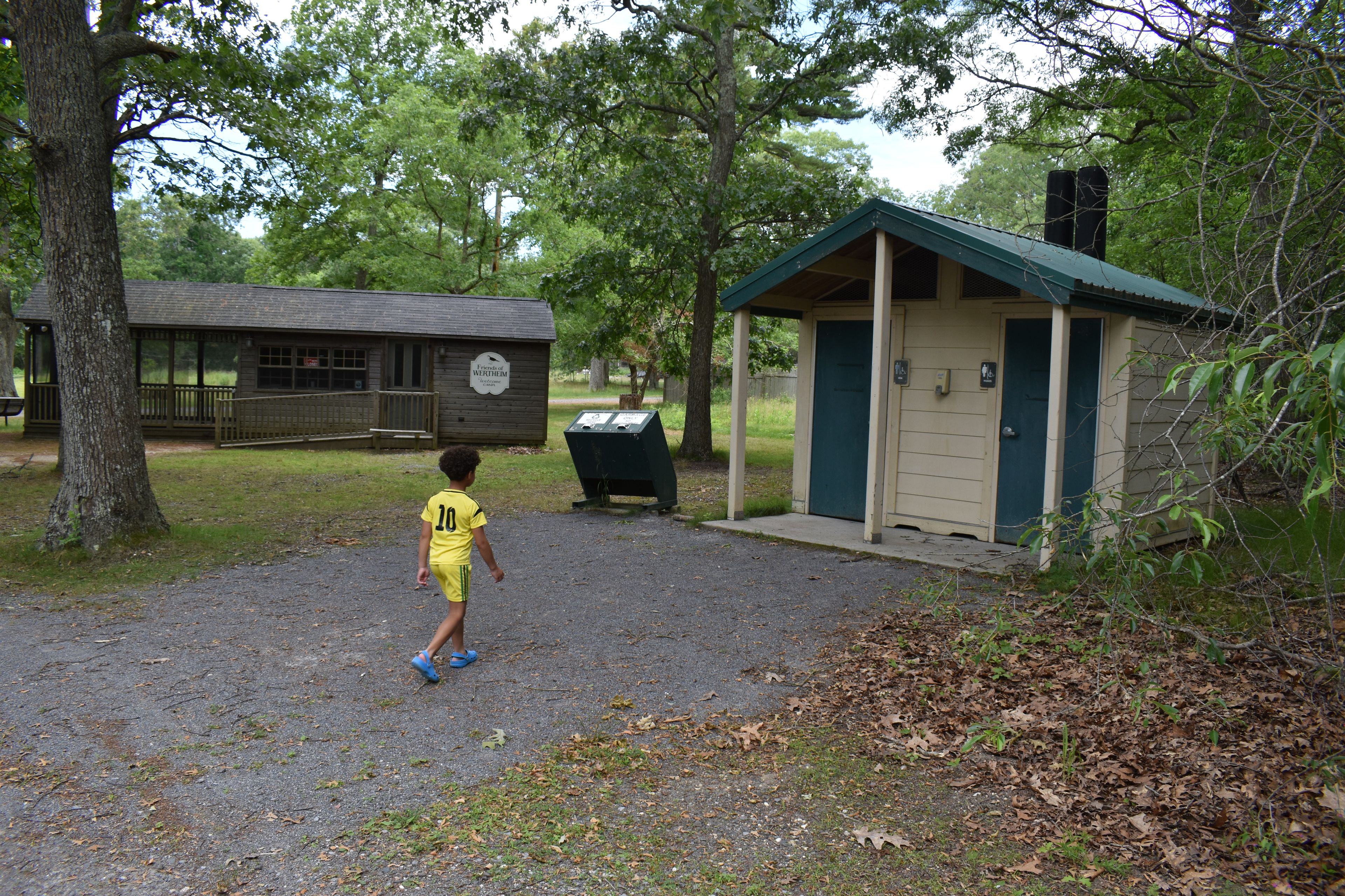 Vault toilets are available to paddlers who pull up on shore at this location.