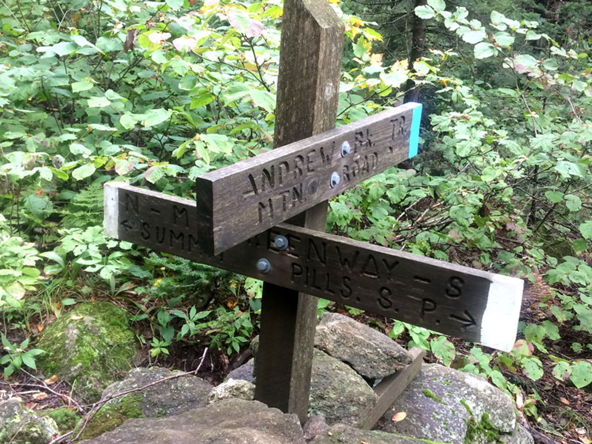 This marker shows where the Monadnock-Sunapee Greenway trail enters. 