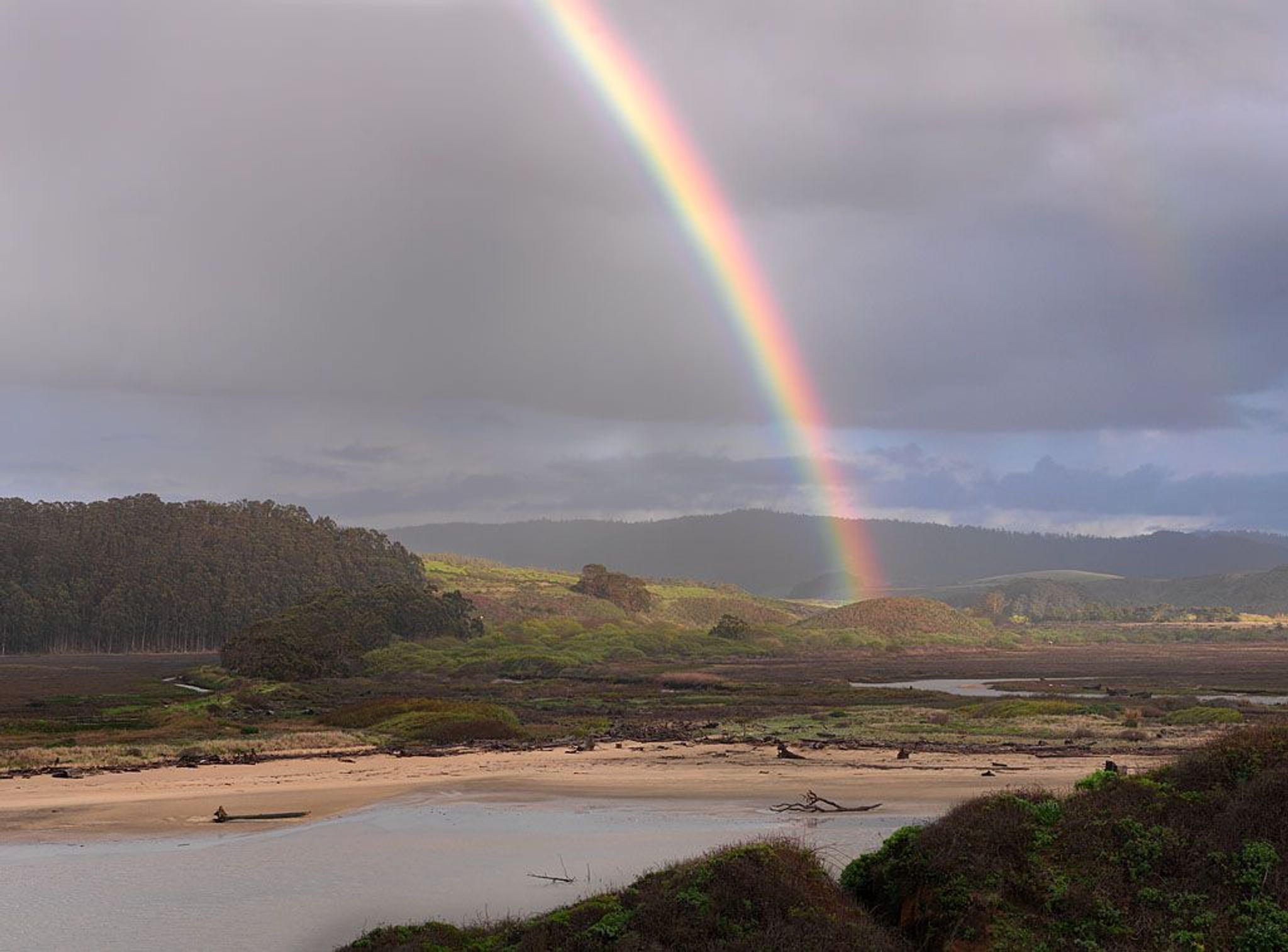 Rainbow over the Pescadero marsh. 