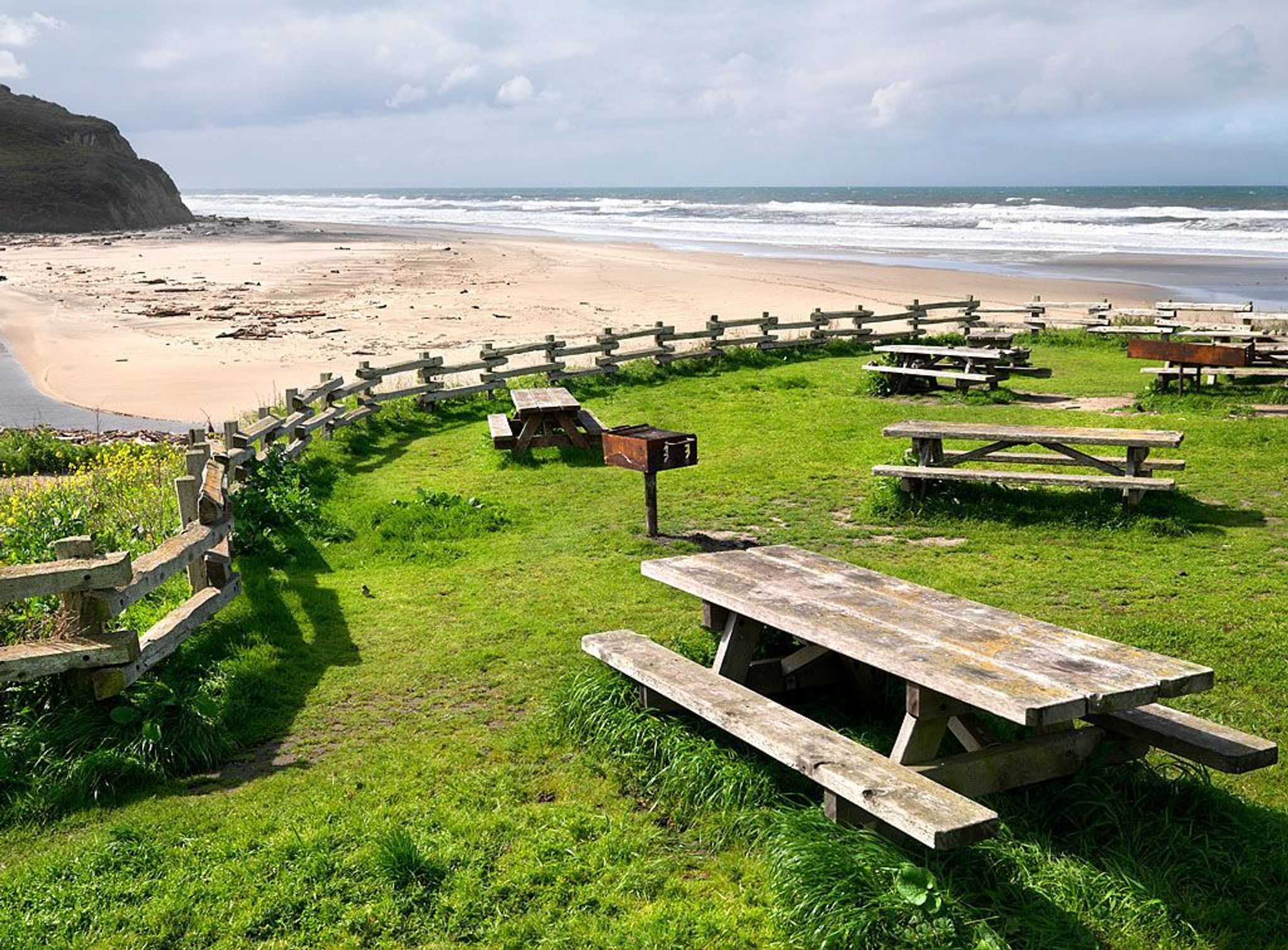 Picnic tables at San Gregorio.