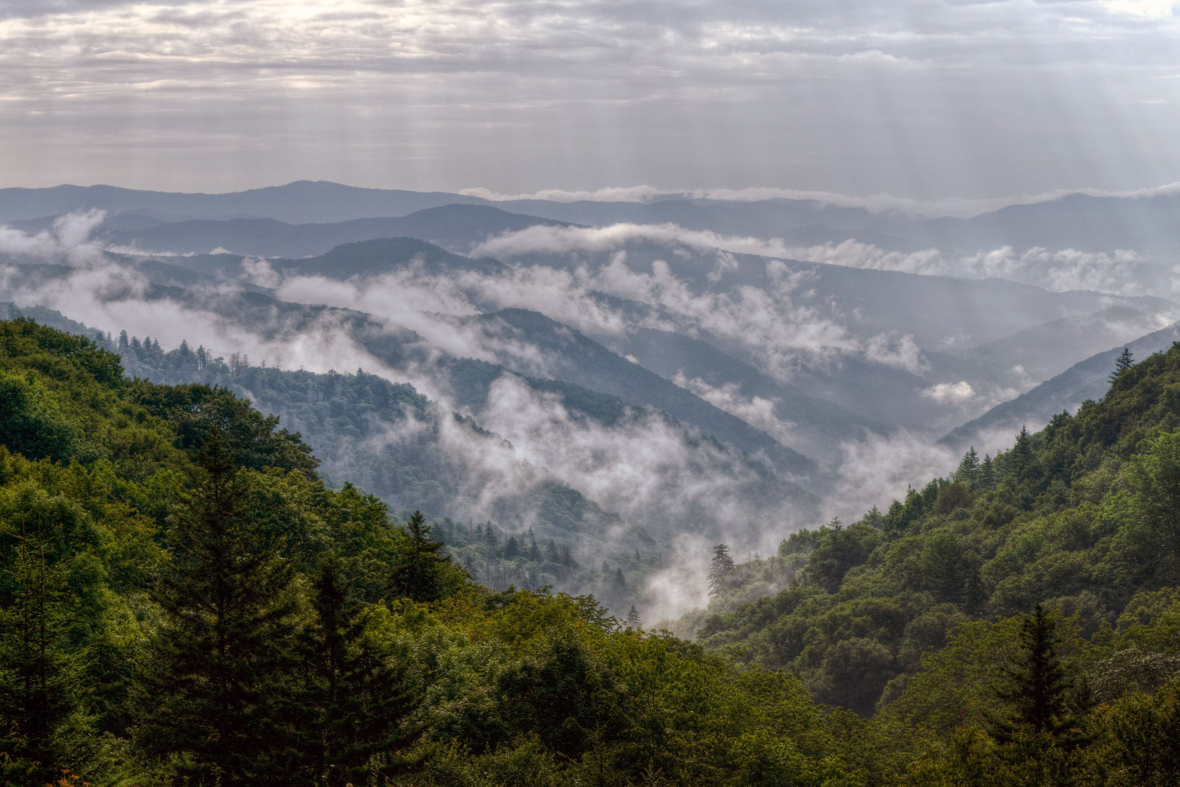 The park gets its name from mists that often rise like smoke from the mountains.