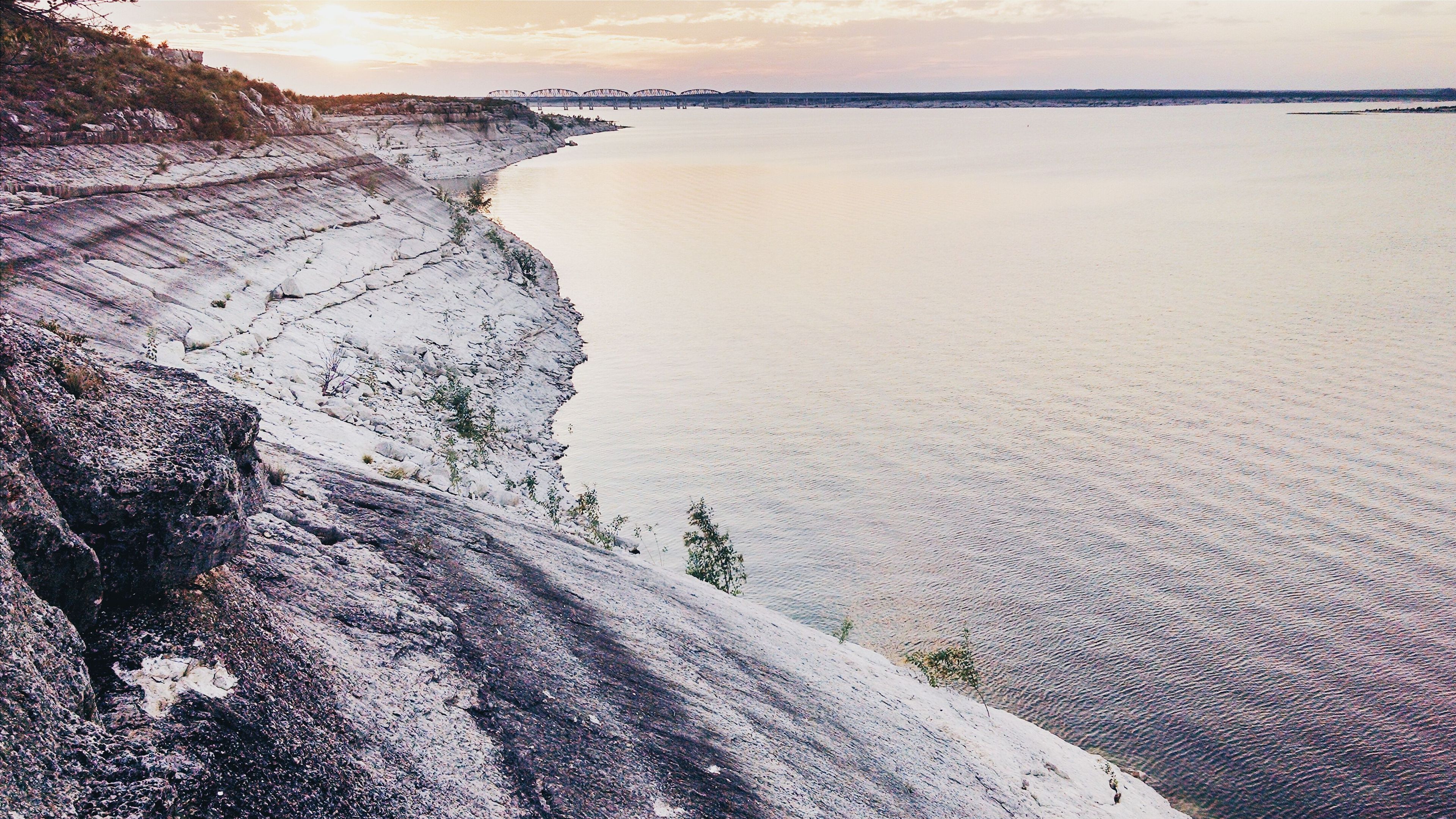 Limestone is visible along the shoreline of Amistad National Recreation Area.