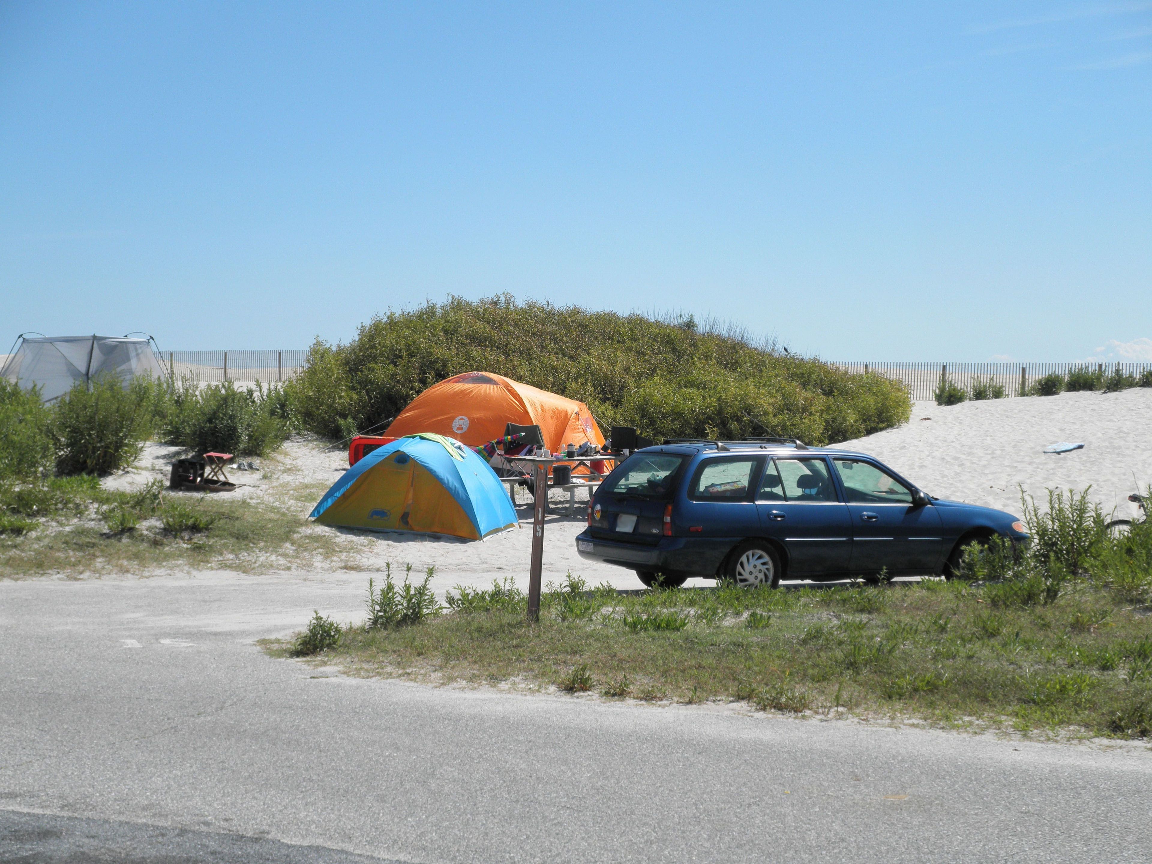 Tent camping in the Oceanside campground at Assateague is a great way to relax and recreate at the beach.