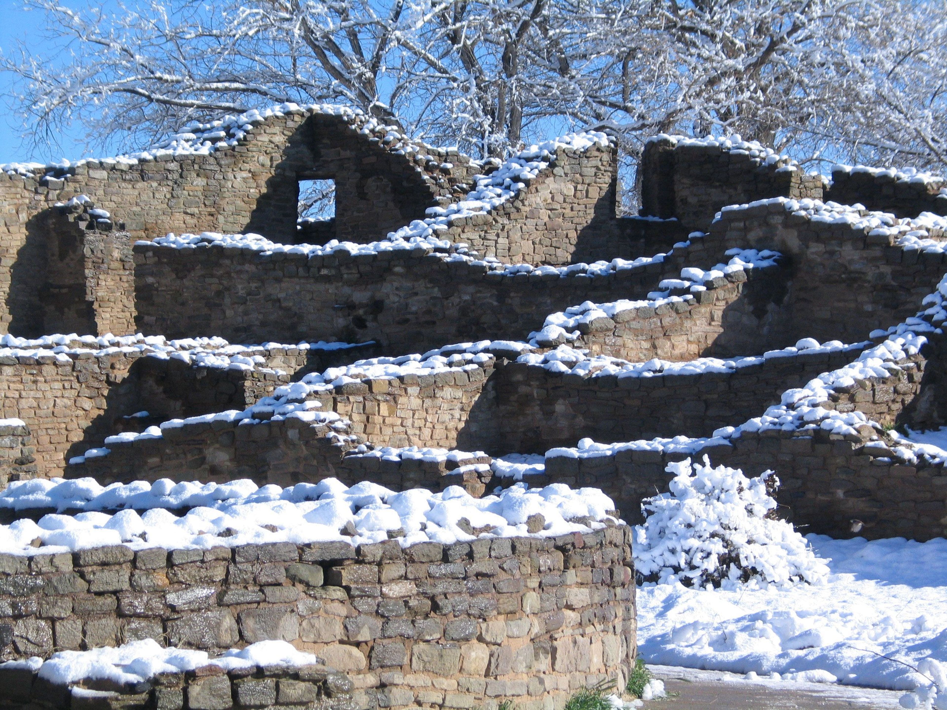 Winter snow on Aztec West great house