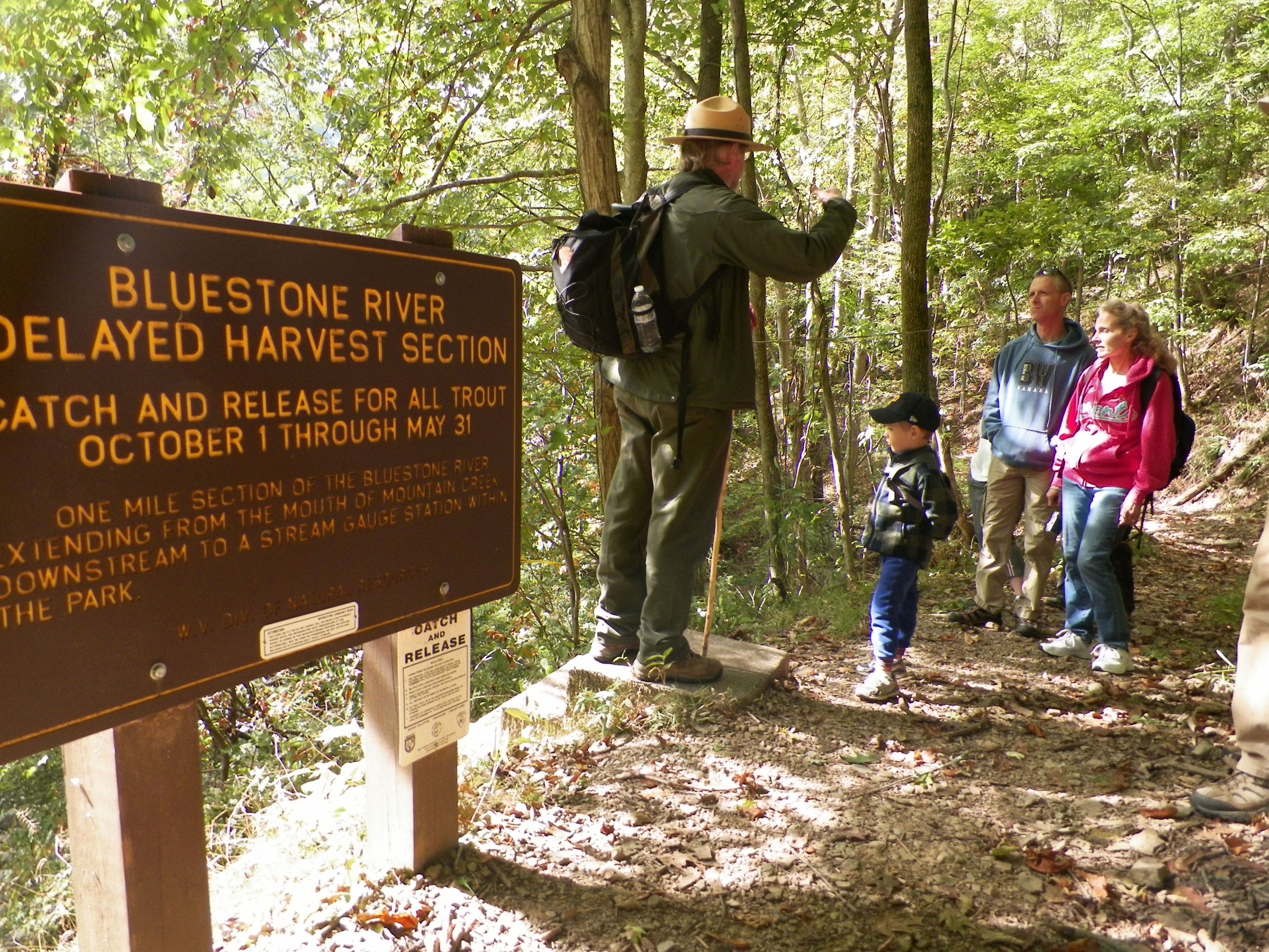 Ranger Richard leads a guided walk on the Turnpike Trail