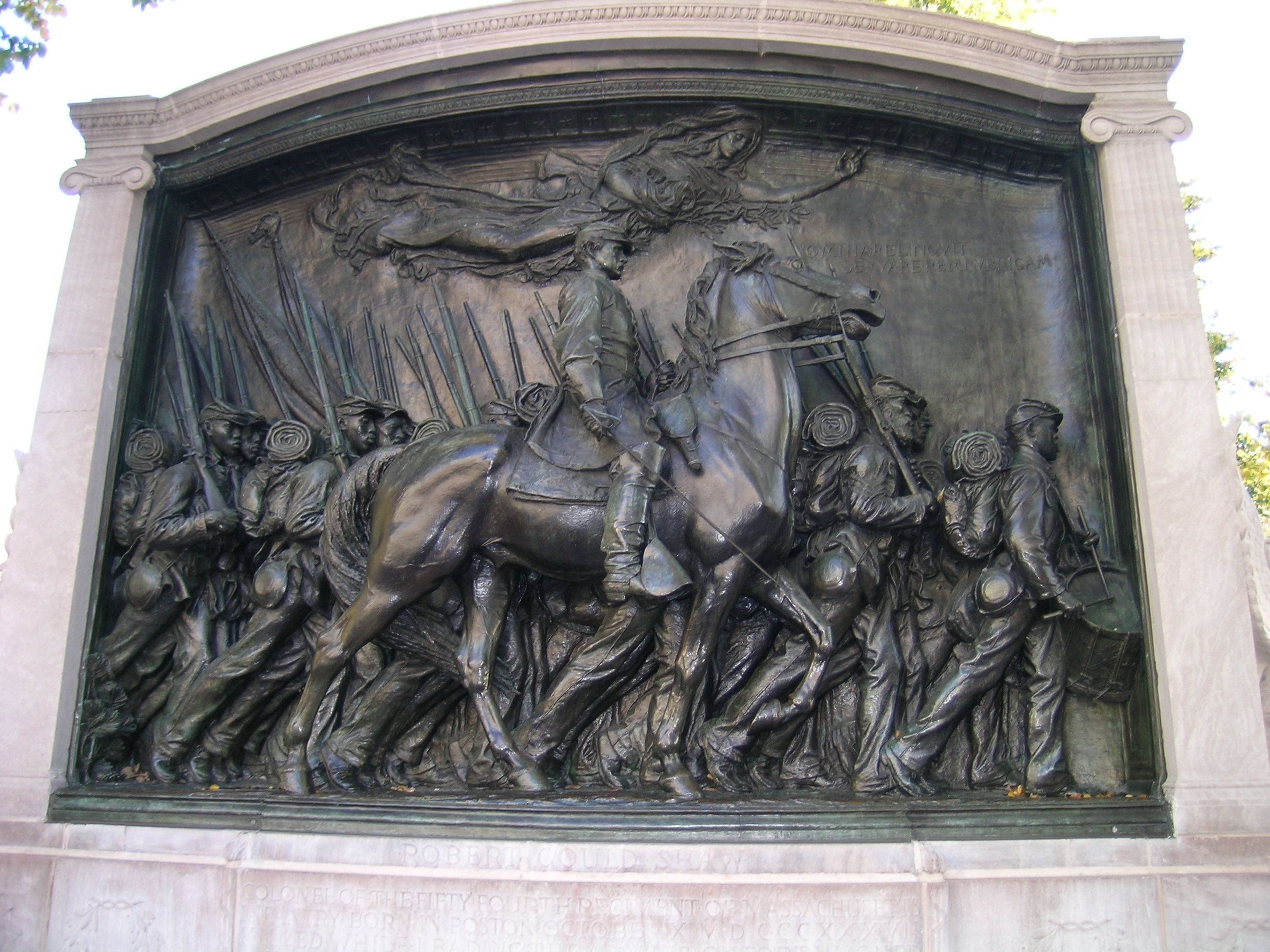 The Robert Gould Shaw Memorial honors Colonel Shaw and the Massachusetts 54th, the first African American regiment from the North to fight in the Civil War.