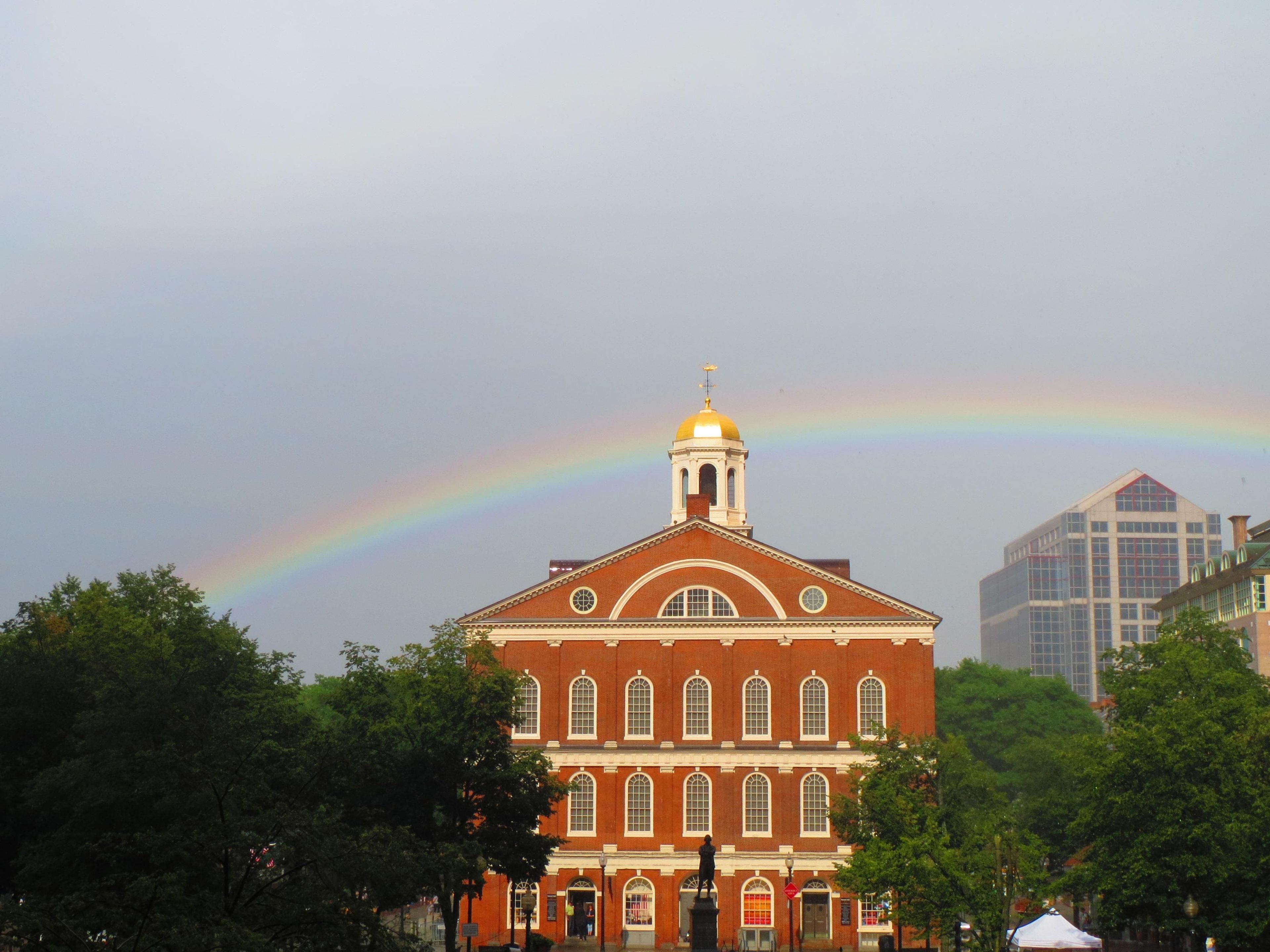 Rare image of rainbow was captured over Faneuil Hall