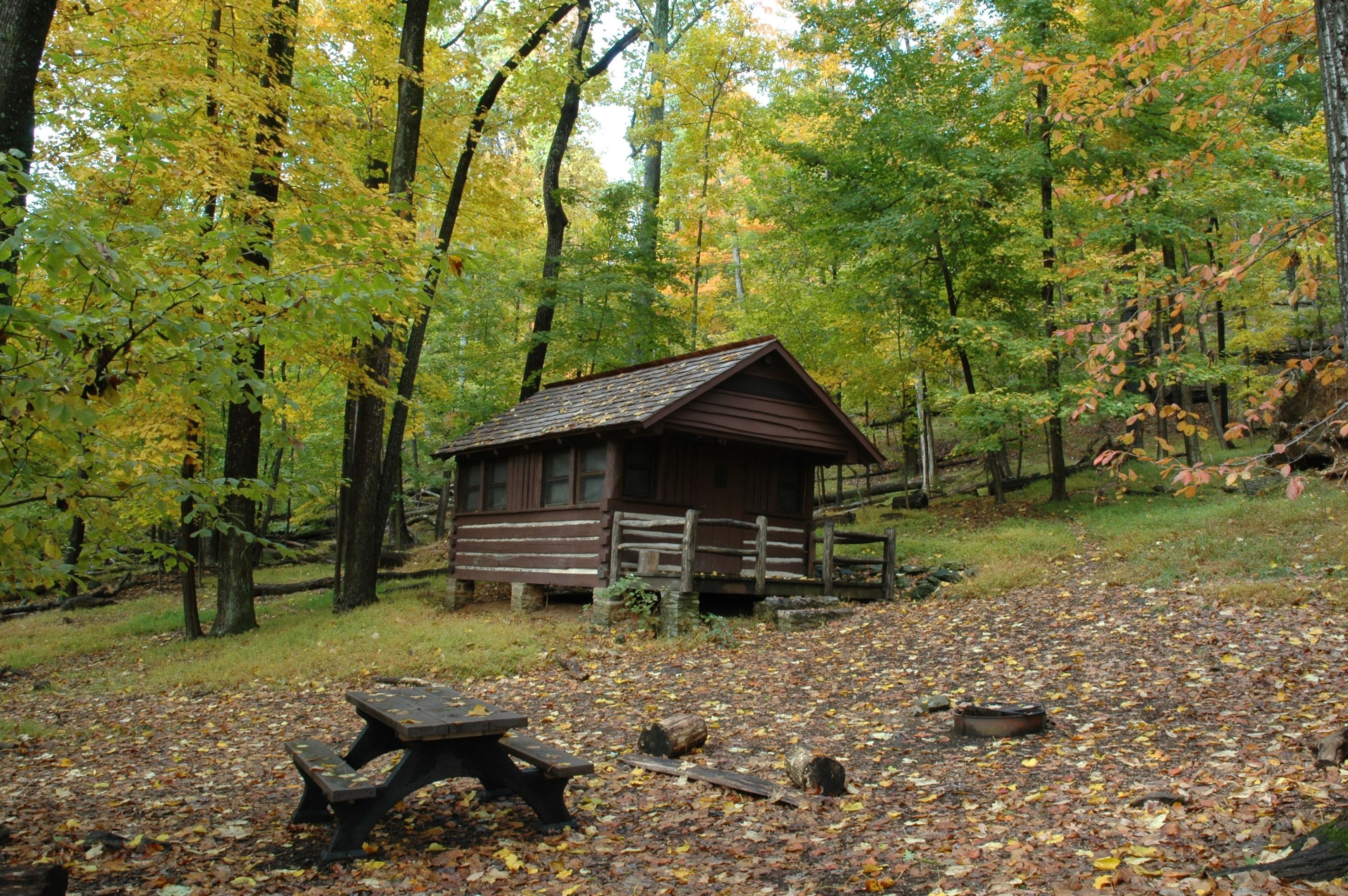 Visitors can stay overnight in one of the historic Misty Mount cabins.