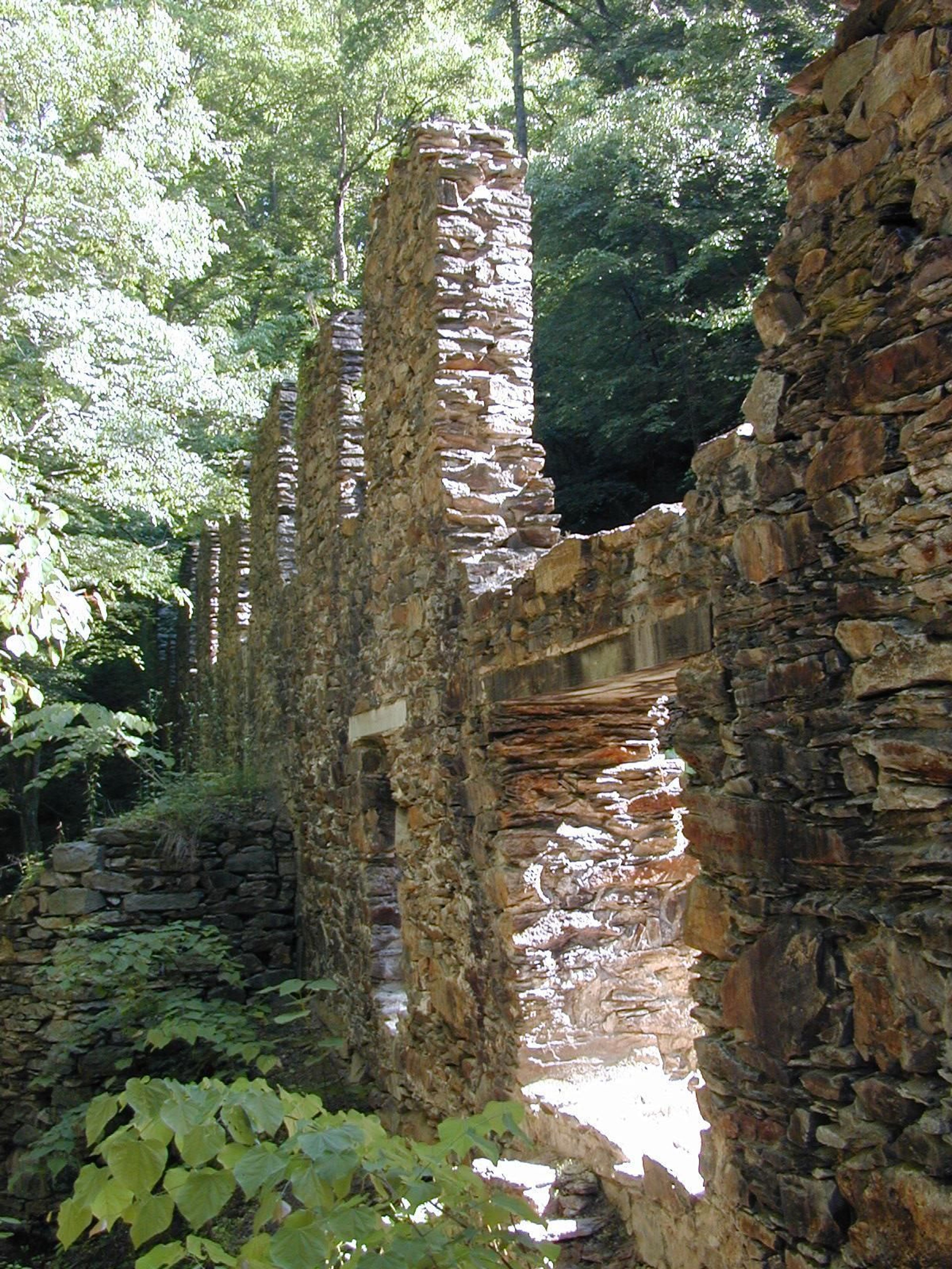 All that is left of the Marietta Paper Mill is a few stone walls in the woods. Hike to the ruins and you'll get a closeup of Sope Creek that was harnessed by the mills.