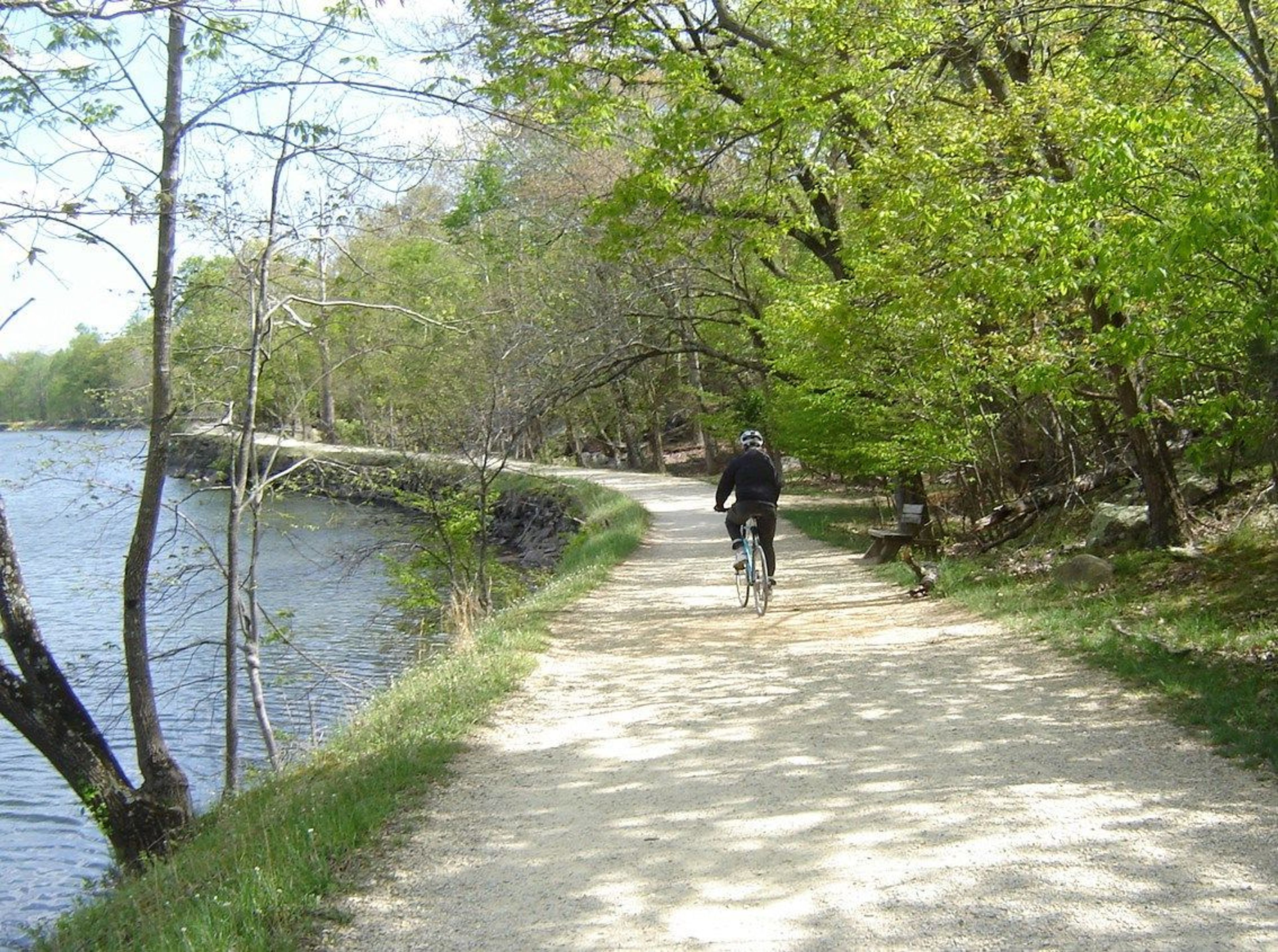 The towpath offers a serene bike riding experience.