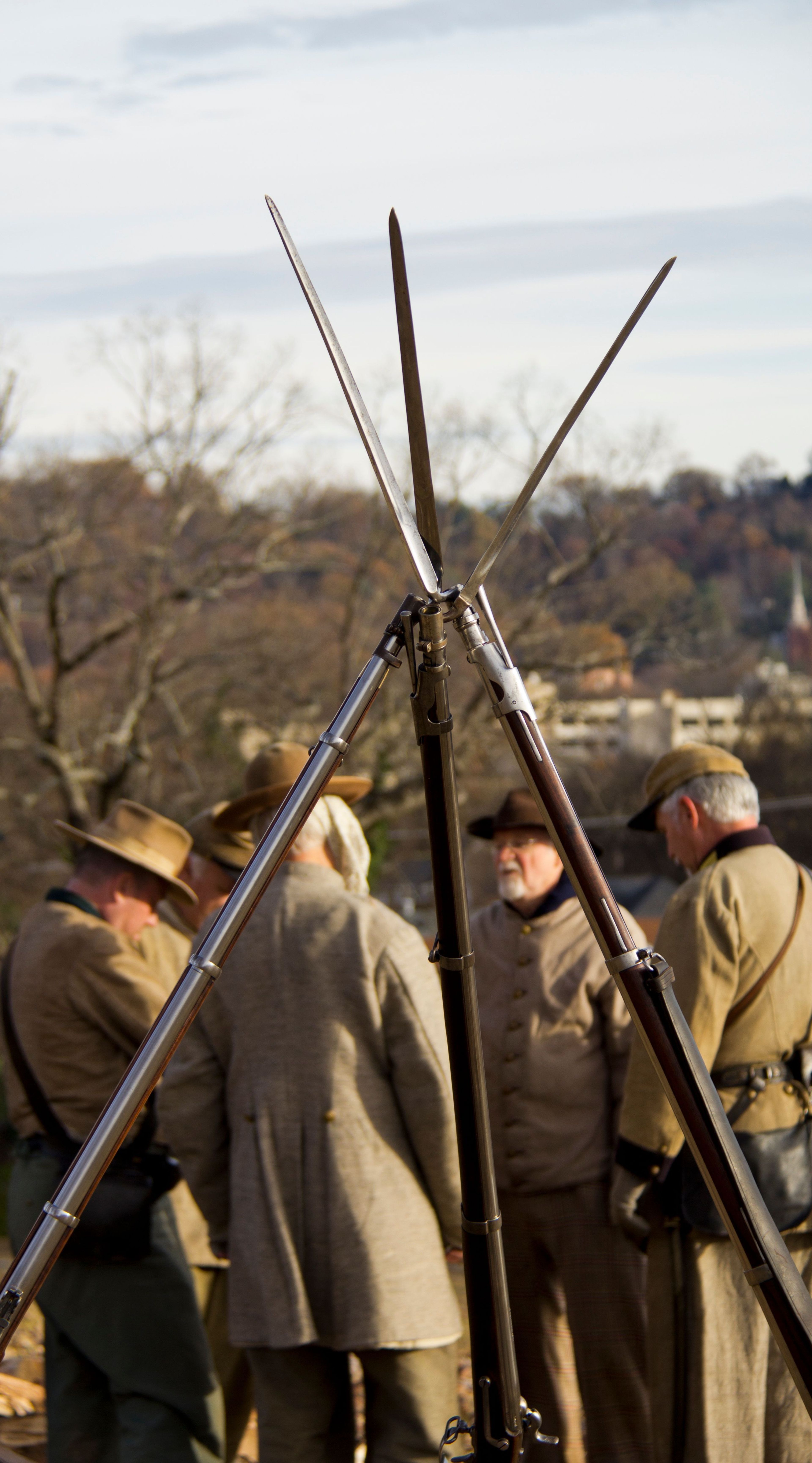 Confederate soldiers stand watch from Orchard Knob during the 150th anniversary of the Battles for Chattanooga in 2013.