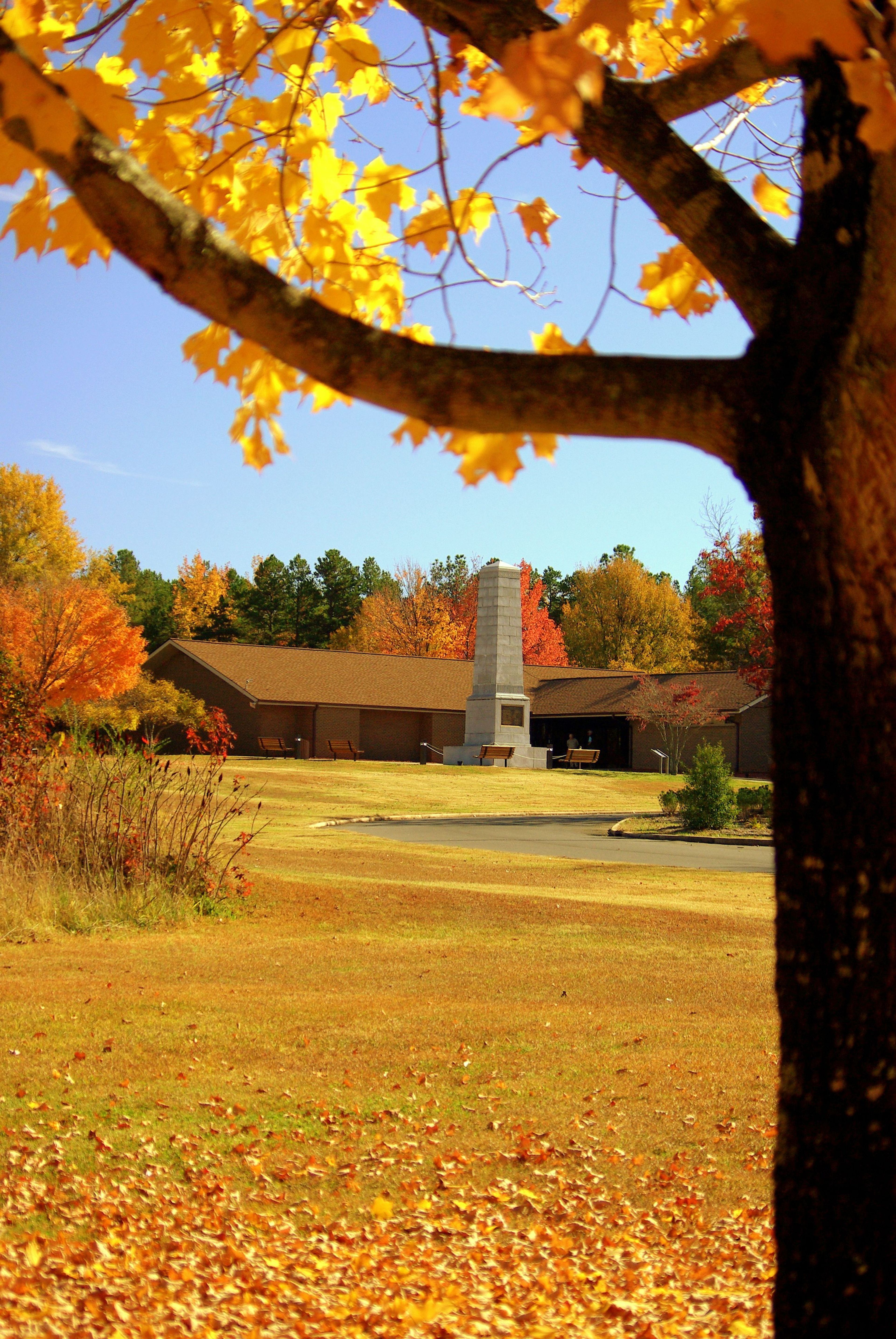 Visitor Center and US Monument in the Fall