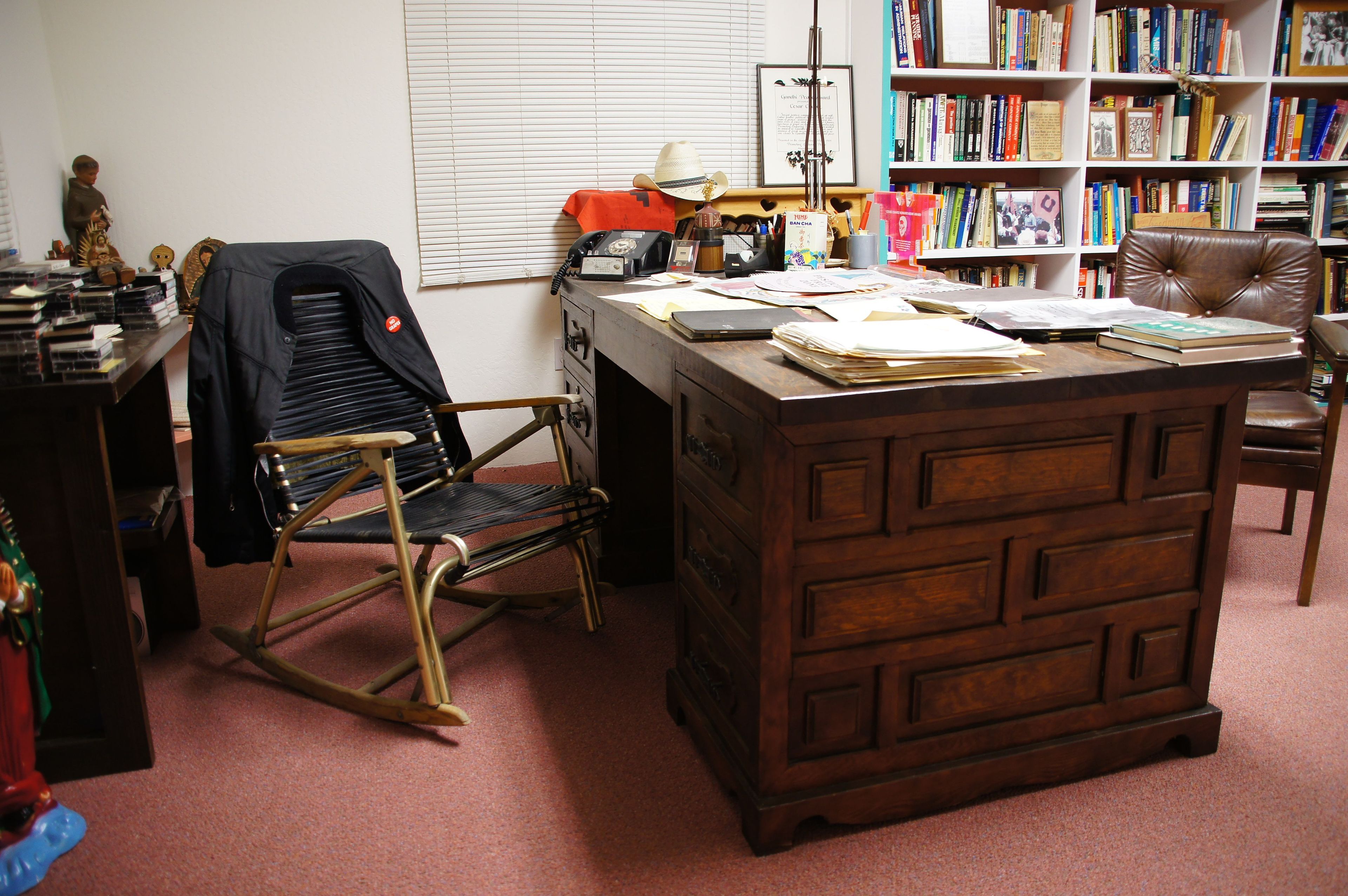 César Chávez's office was carefully preserved and can be seen in the exhibit hall.