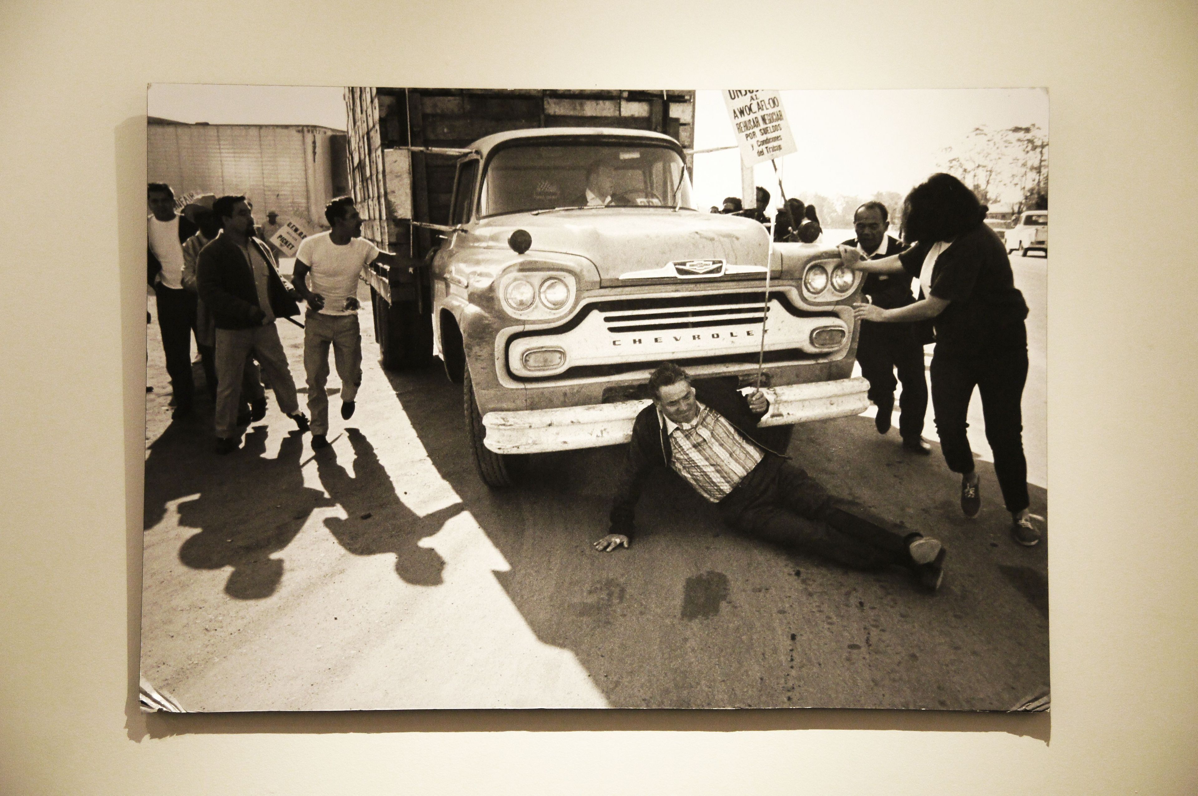 In the exhibit hall, explore the history of the farmworker movement through photos taken during marches and strikes.