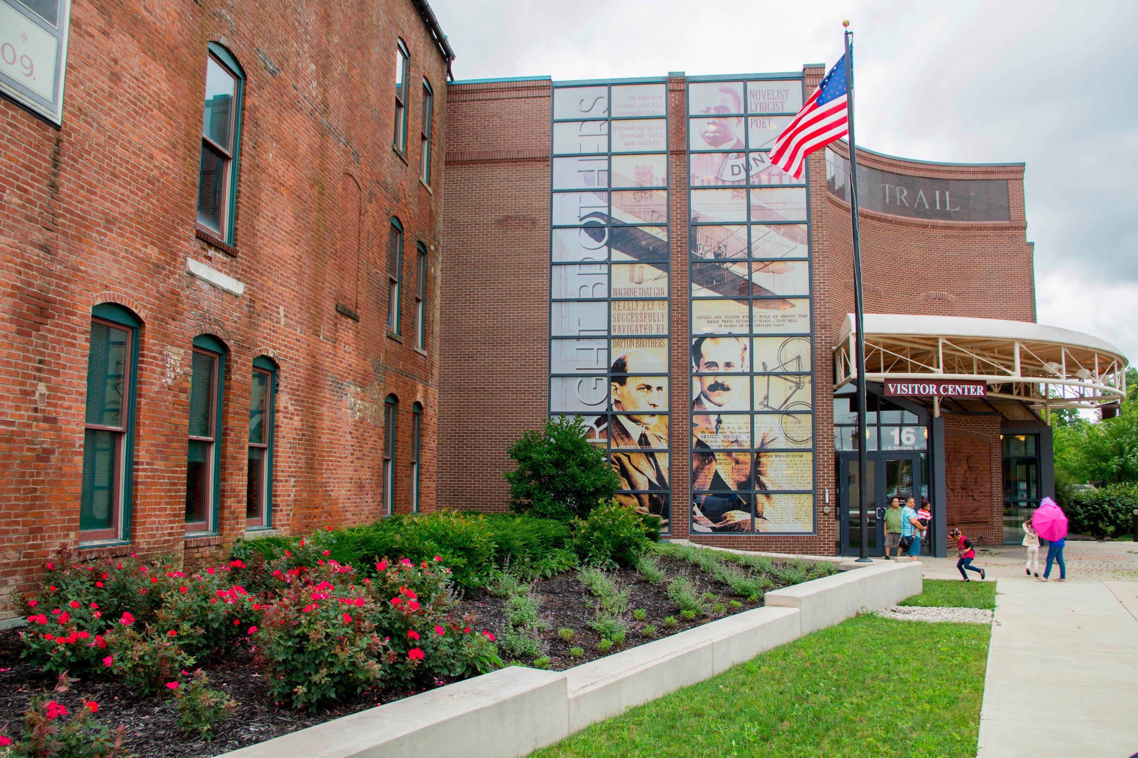 The main entrance to the Wright-Dunbar Interpretive Center