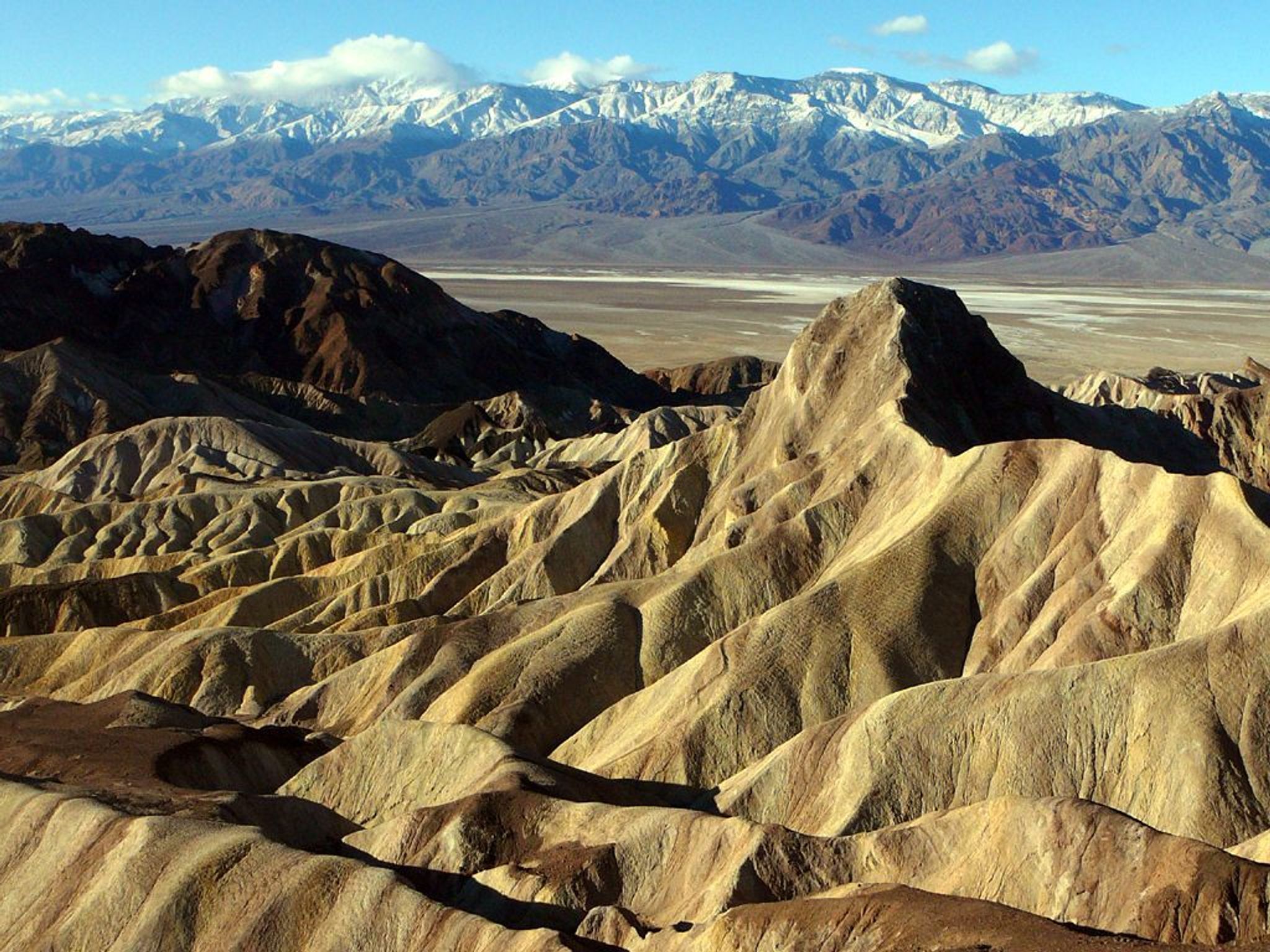 Zabriskie Point is a popular place to view sunrise over the badlands.