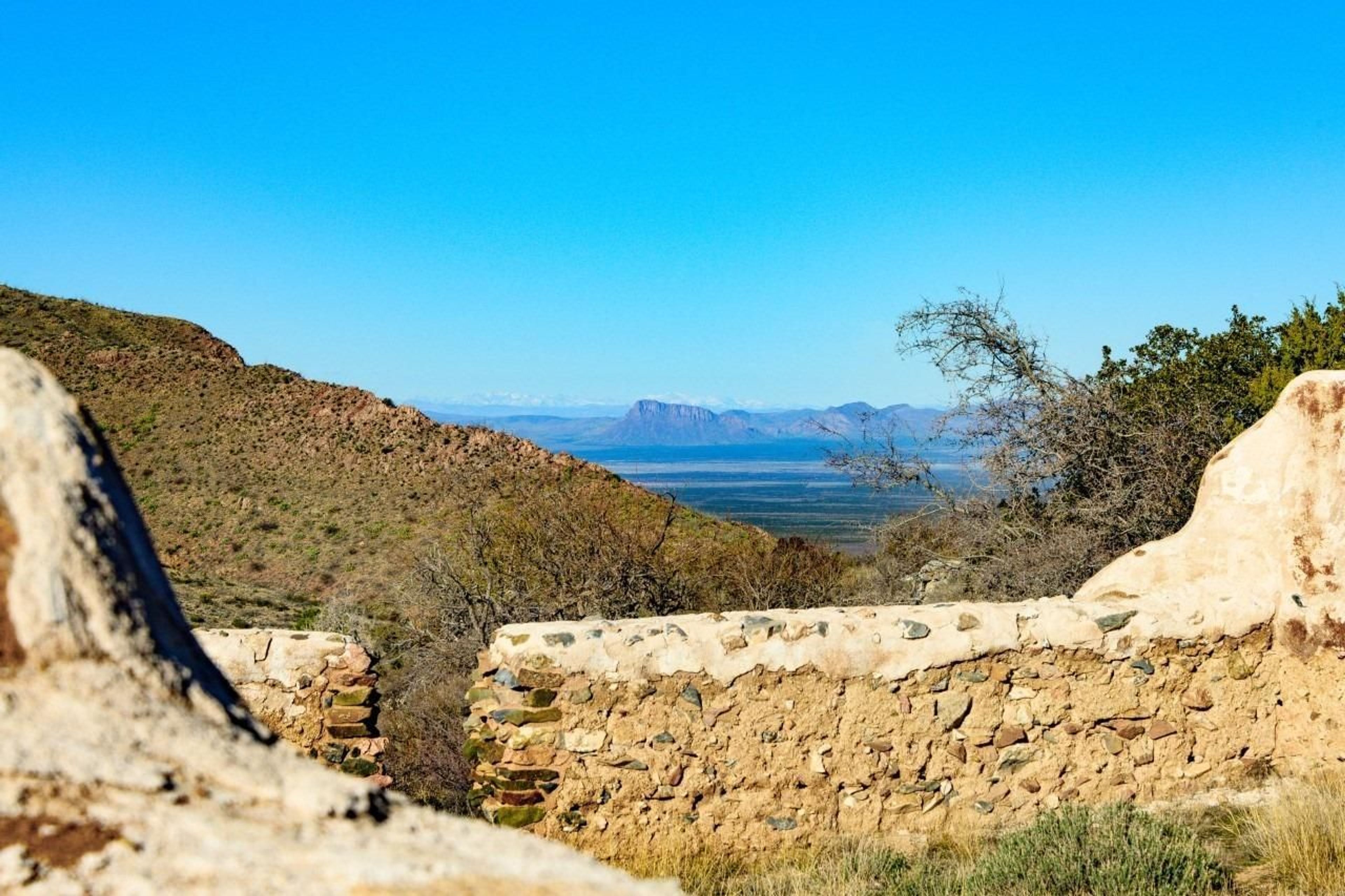 San Simon Valley can be seen just beyond the ruins of the cavalry barracks.