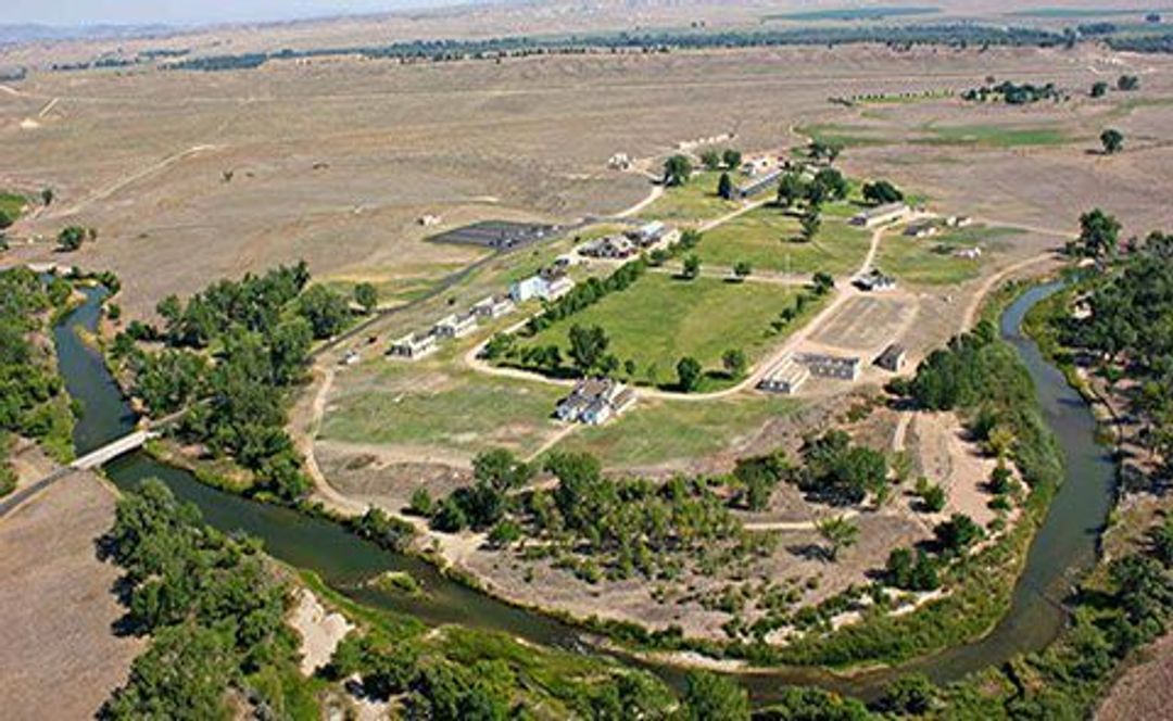 Overview of Fort Laramie as it exists today with many of the historic buildings fully restored and refurnished and numerous other ruins and foundations.