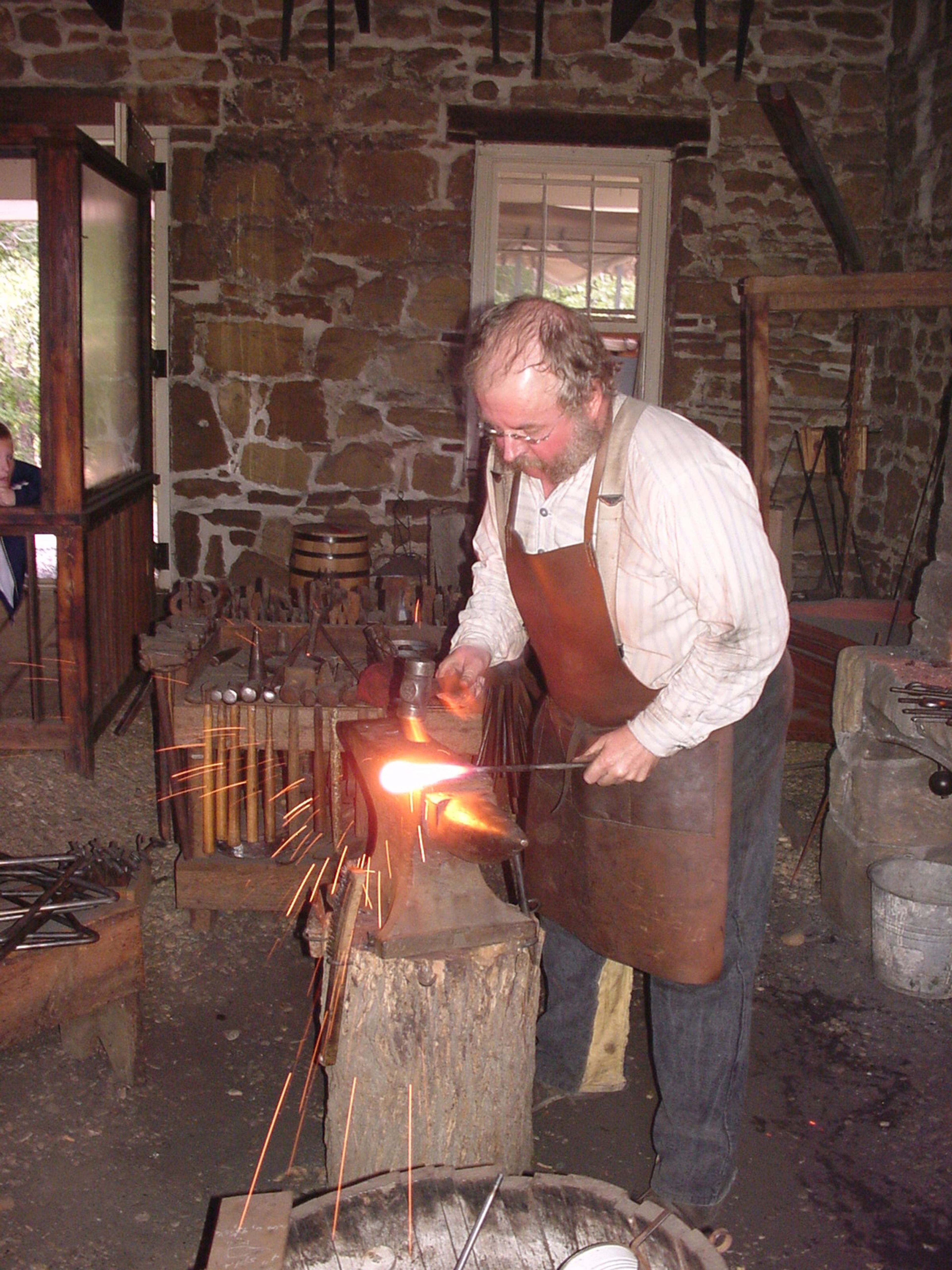 The blacksmith demonstration is one of the most popular living history demonstrations.