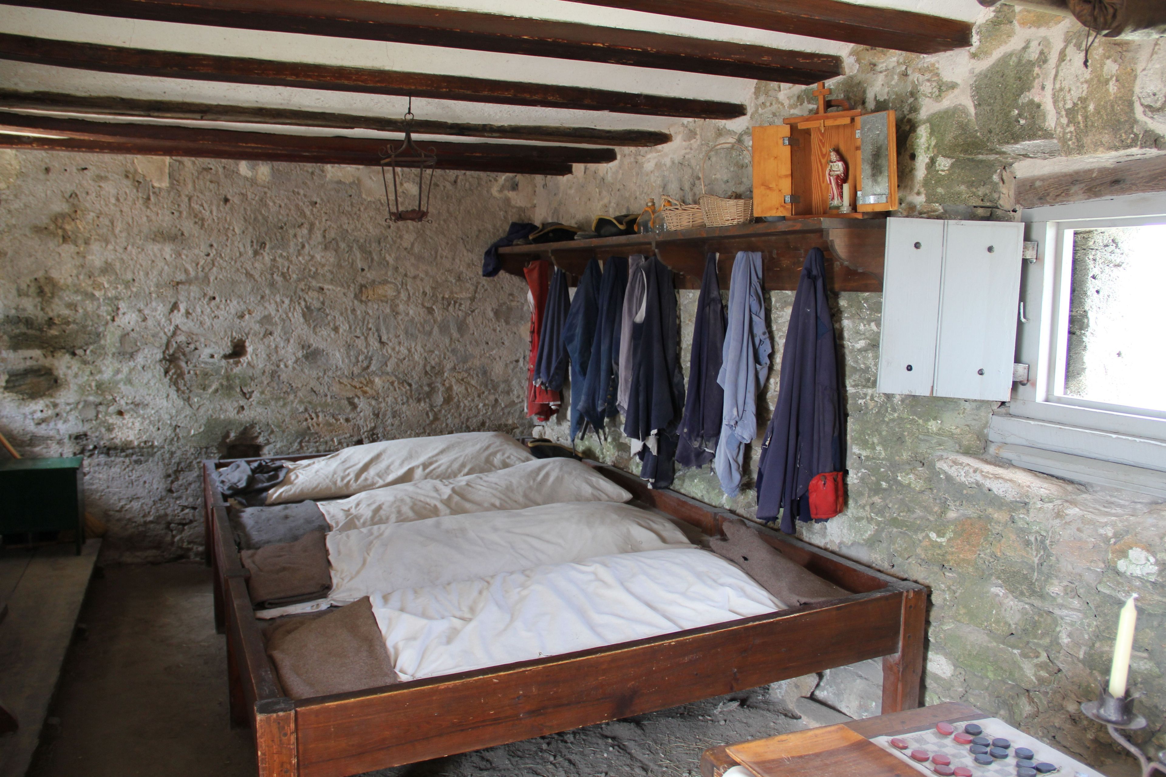 The few enlisted soldiers at Fort Matanzas shared a small, sparse room as living space.