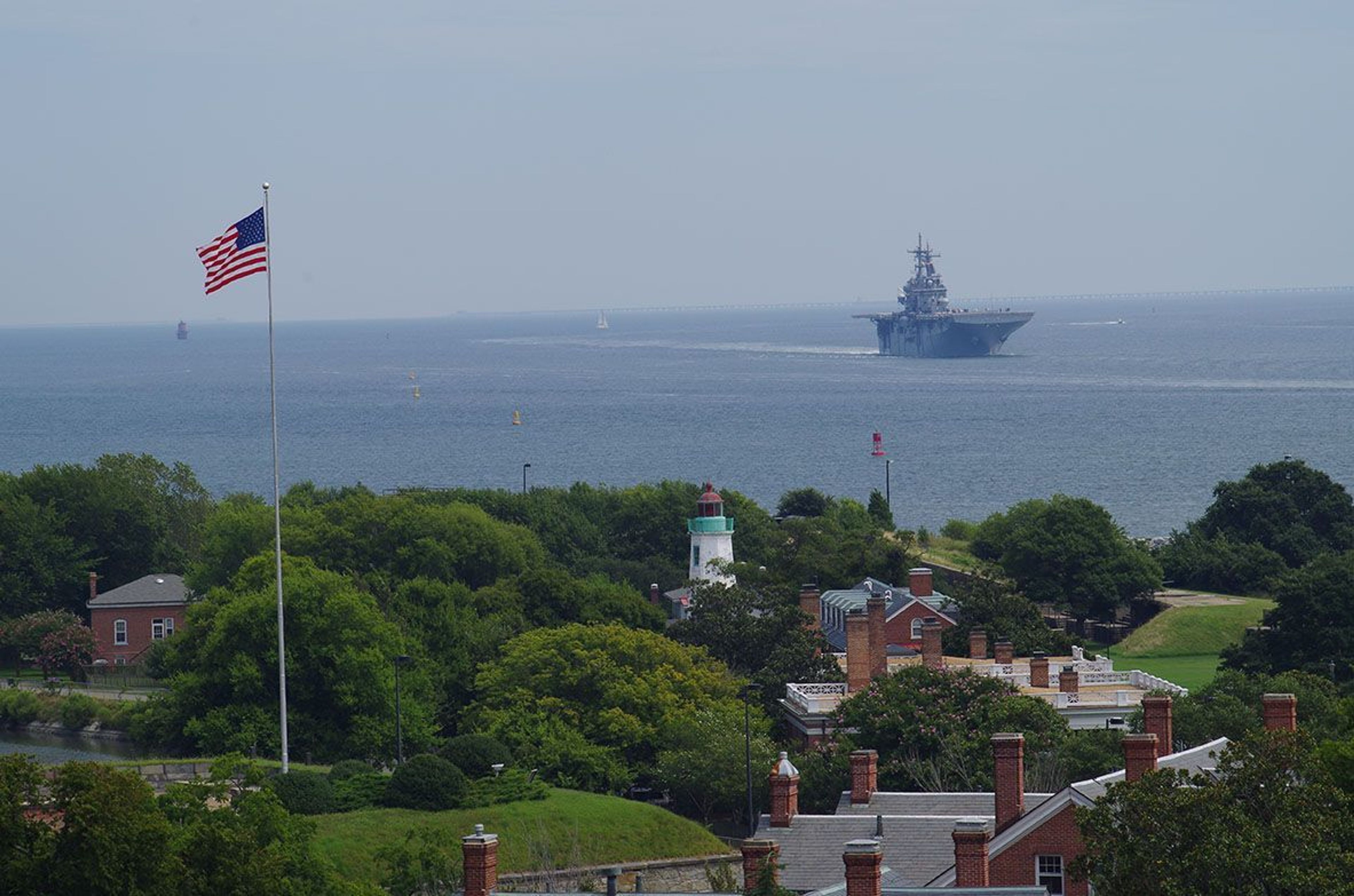 Fort Monroe's Flagstaff is the first US flag the sailors of the USS Kearsage see when returning to the waters of Hampton Roads.