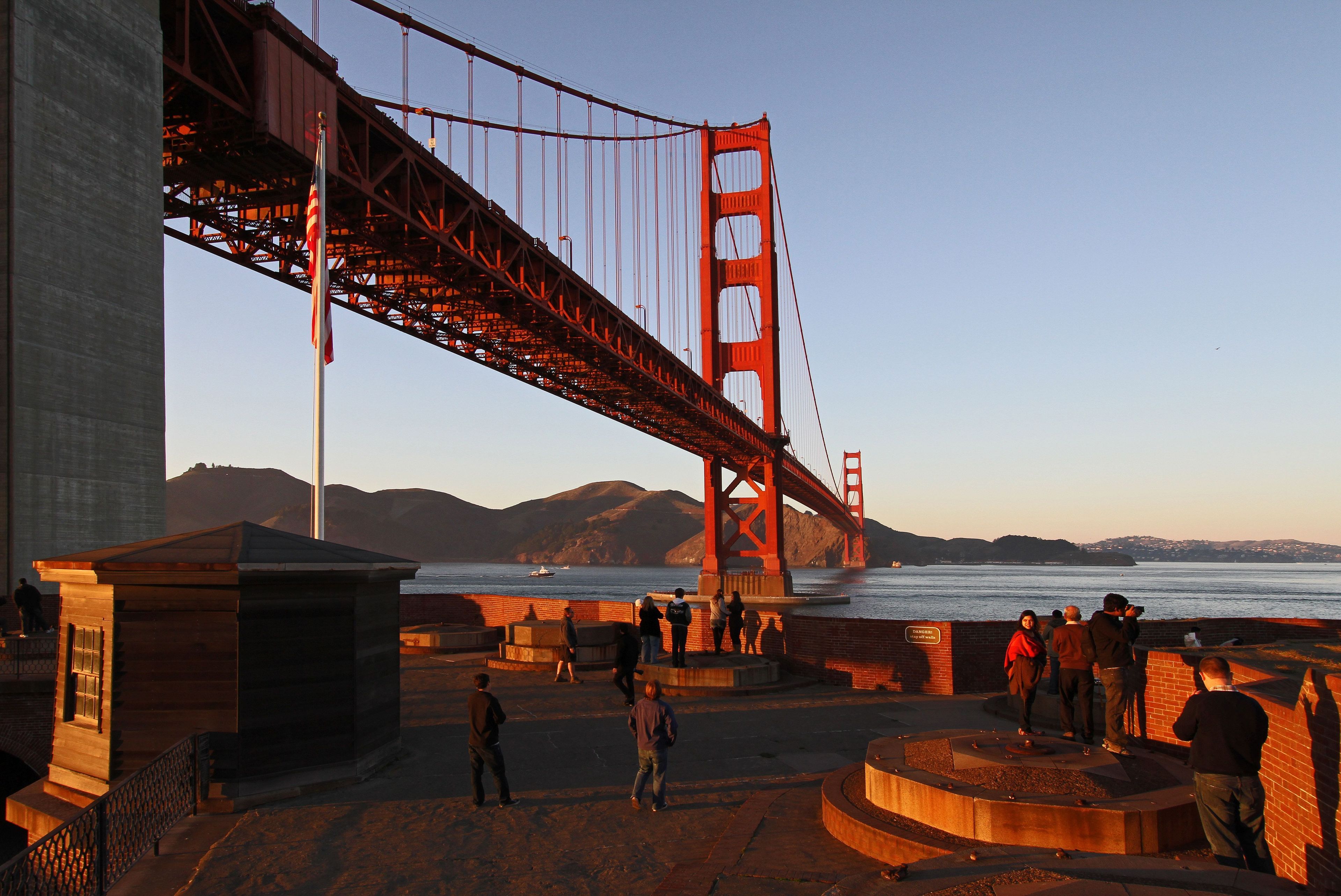 Visitors can enjoy winter sunsets from the top of Fort Point.