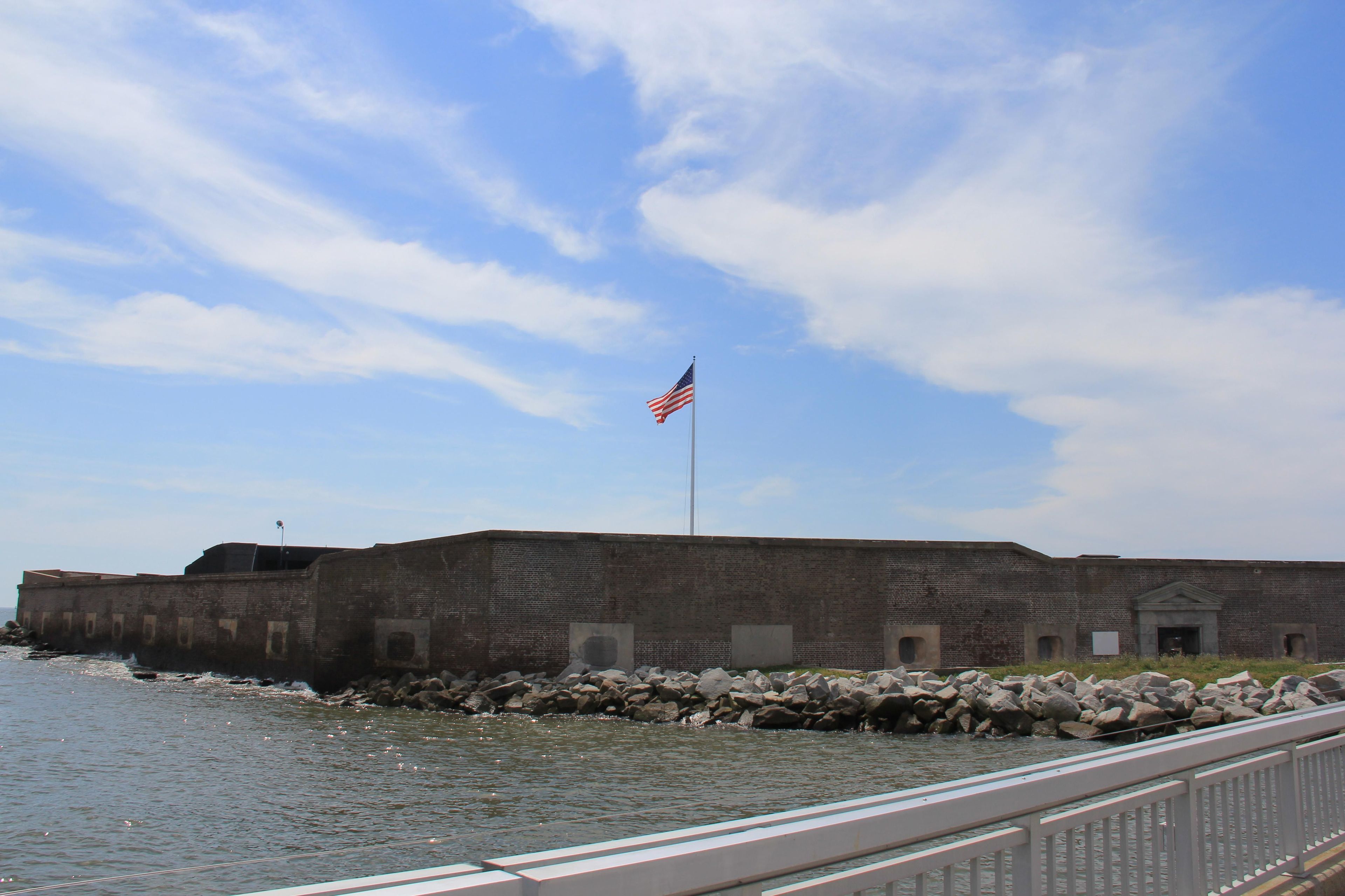 Fort Sumter is located on an island in Charleston Harbor and is only accessible by boat.