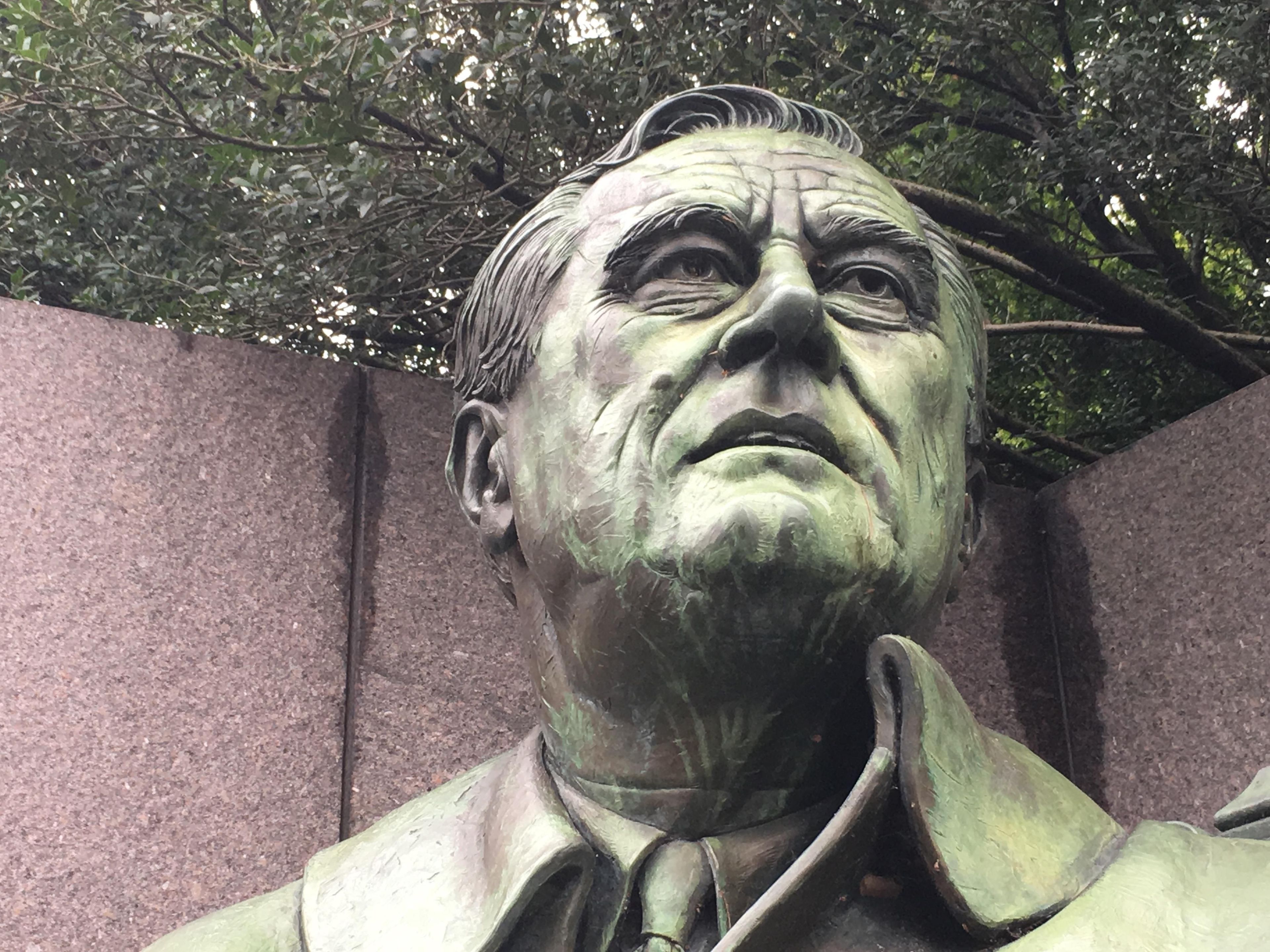 An up-close photo of Franklin Delano Roosevelt's face located in Room 3